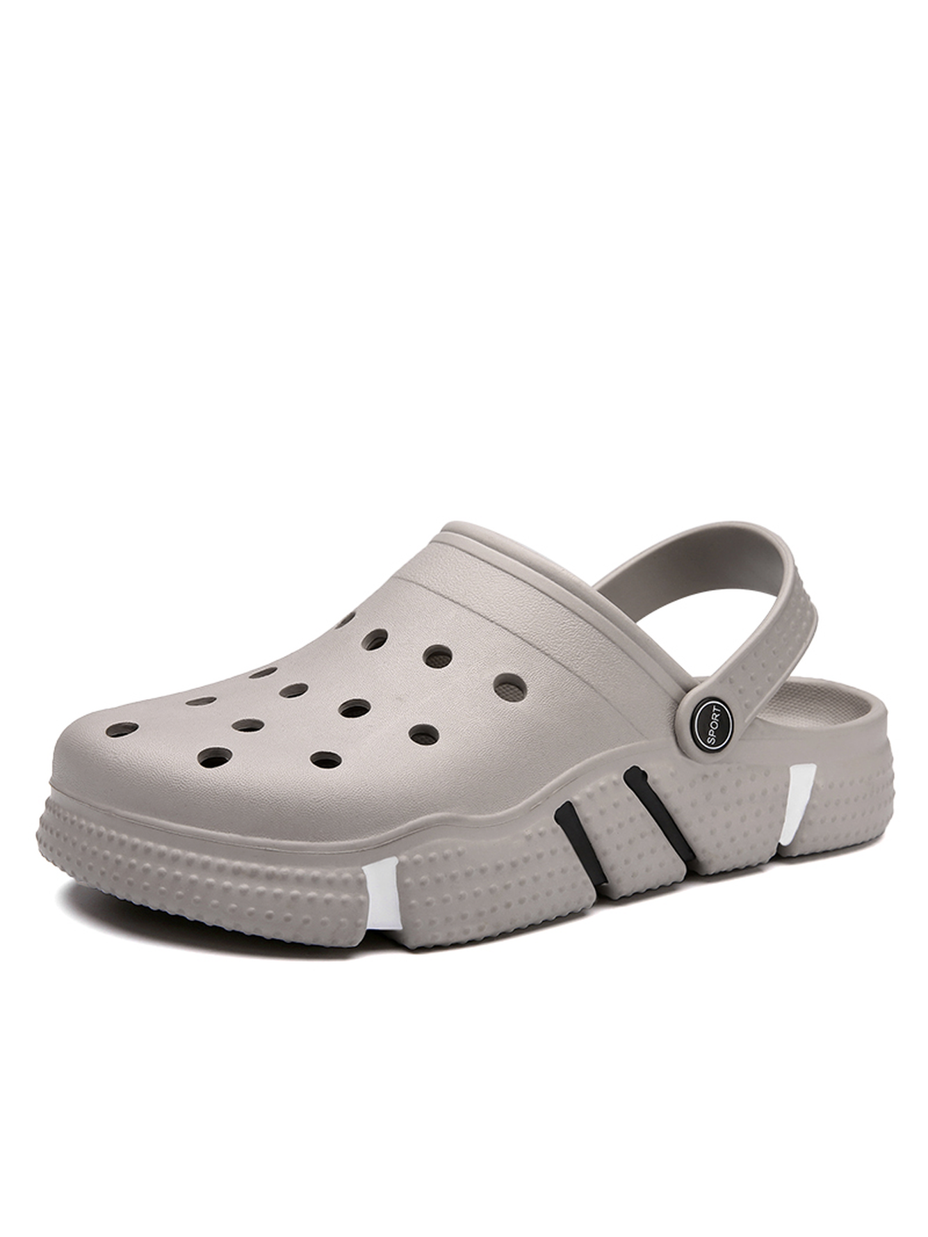 Grey Plain Slip On Clogs