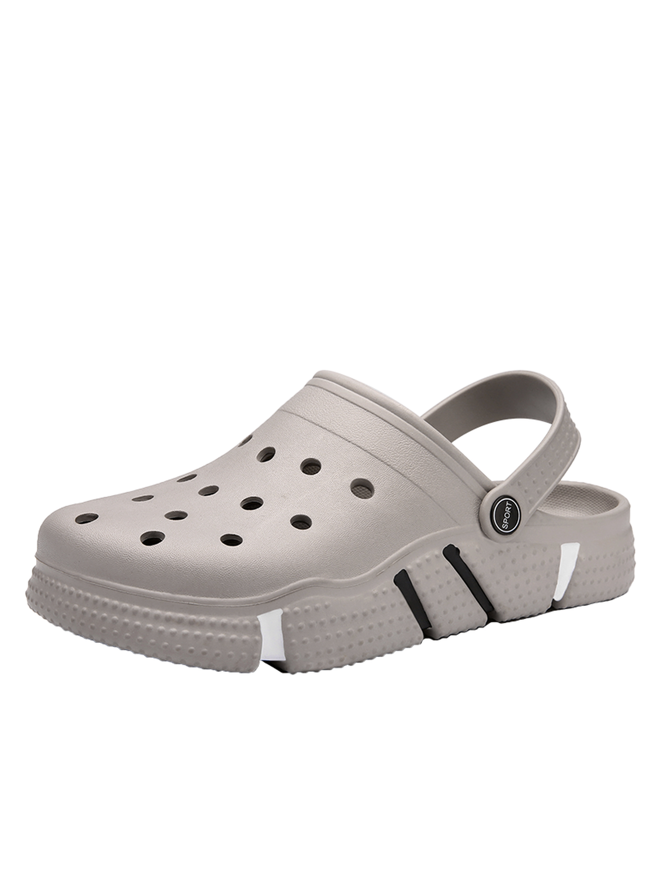 Grey Plain Slip On Clogs
