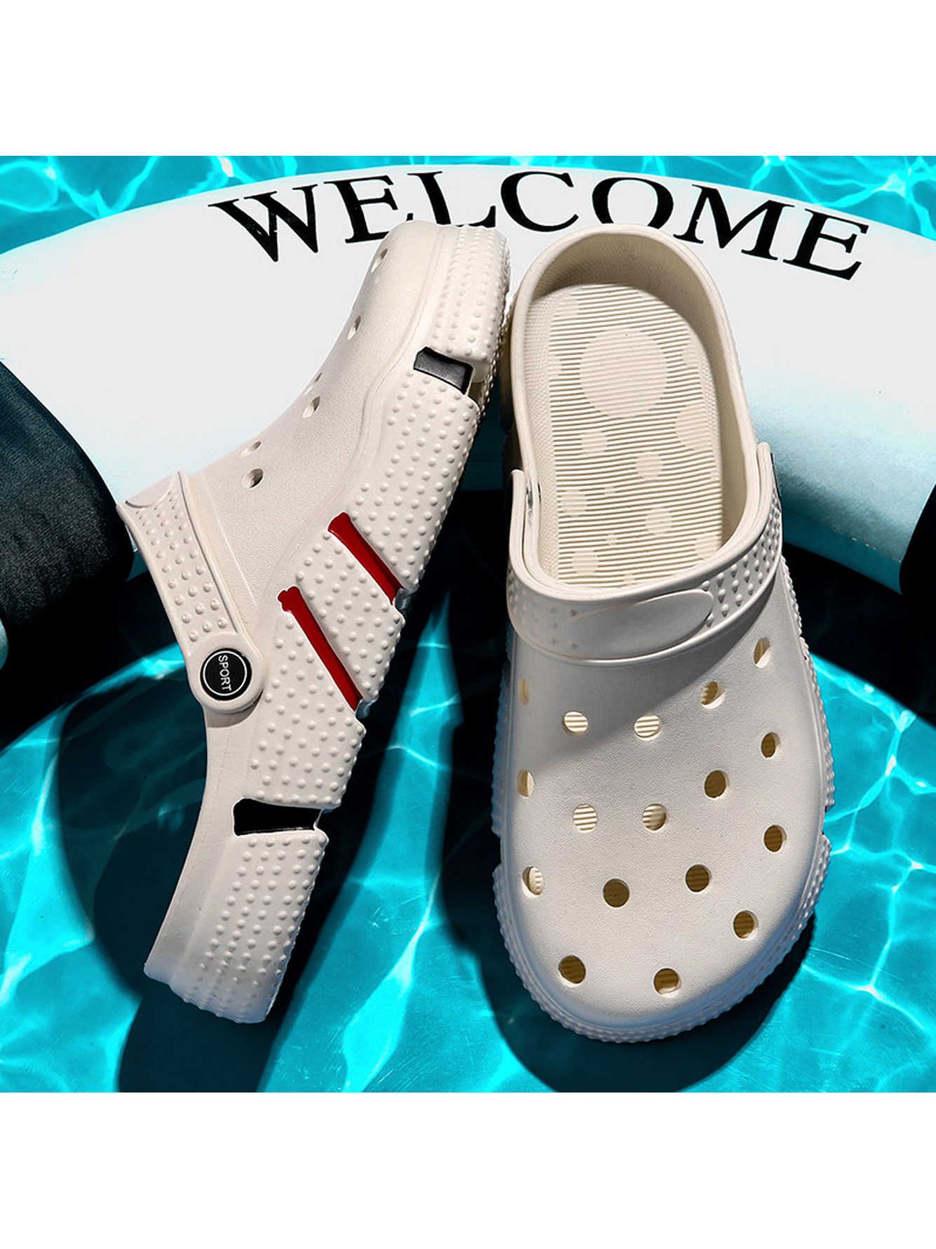 Off White Plain Slip On Clogs