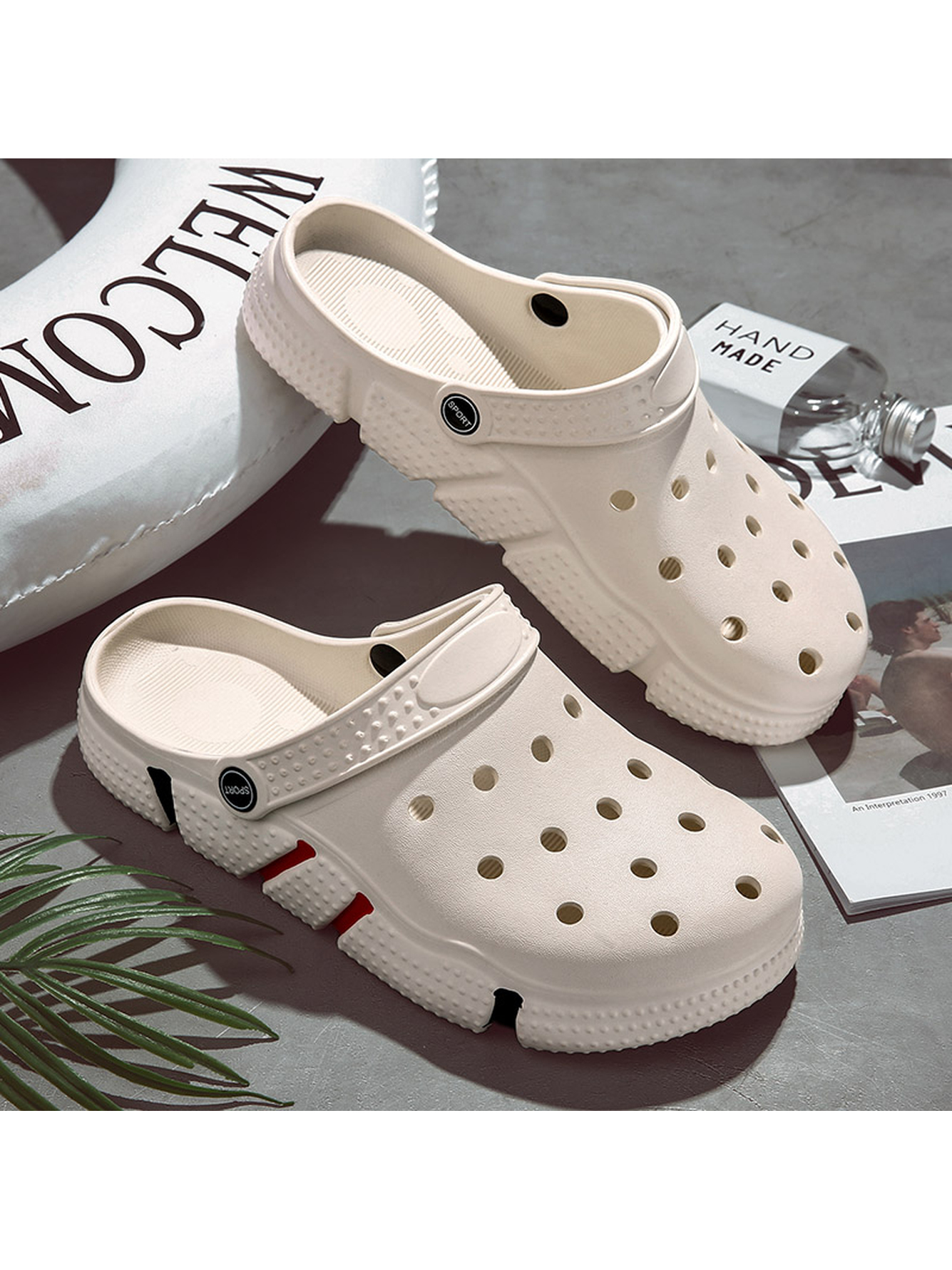Off White Plain Slip On Clogs