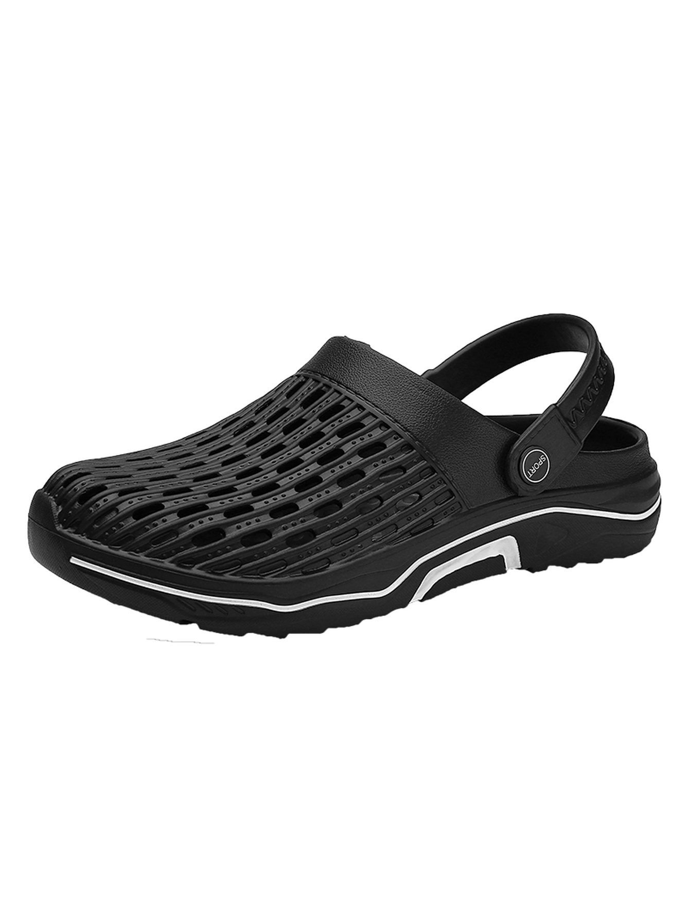 Black Plain Slip On Slides