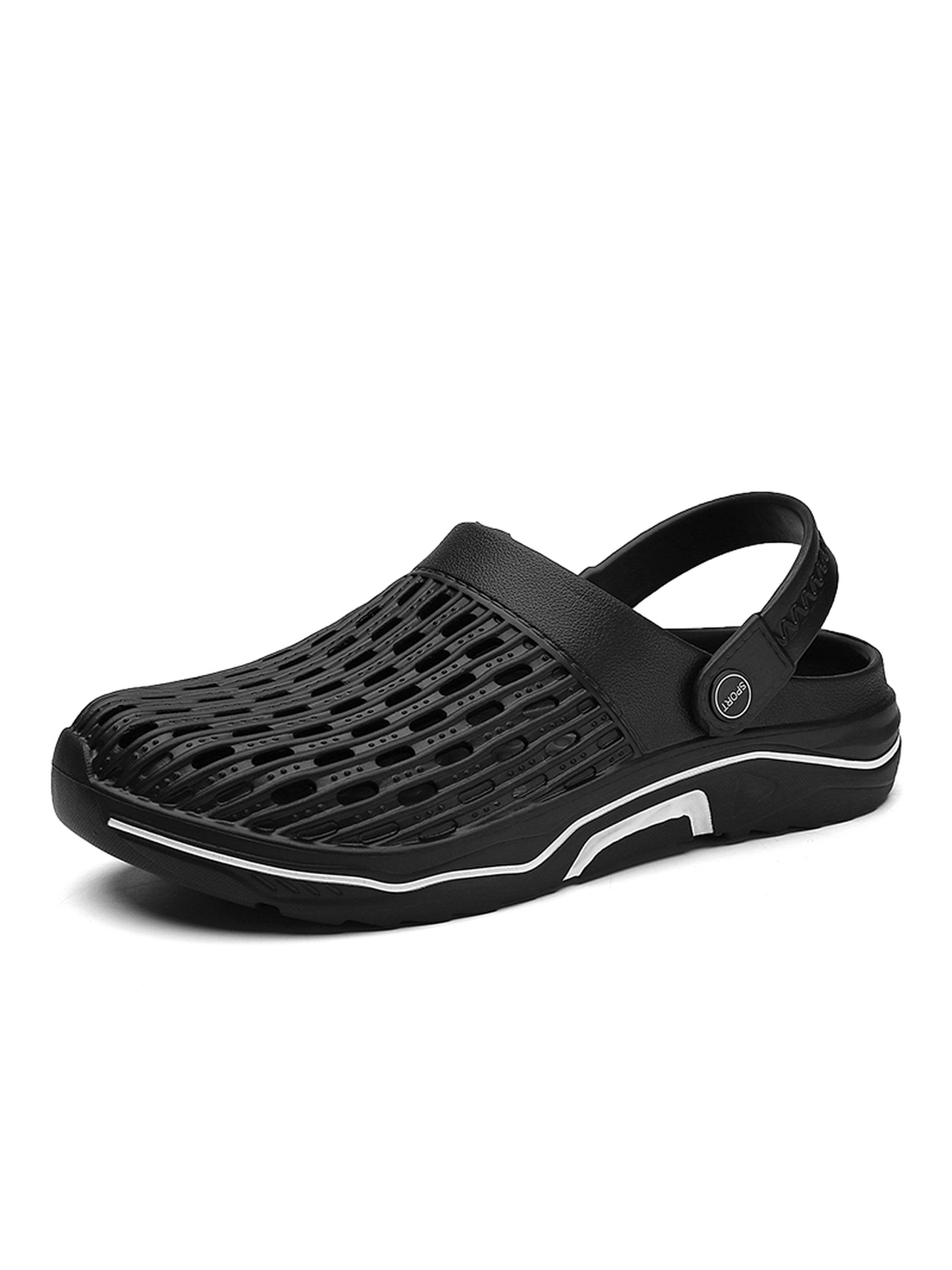 Black Plain Slip On Slides