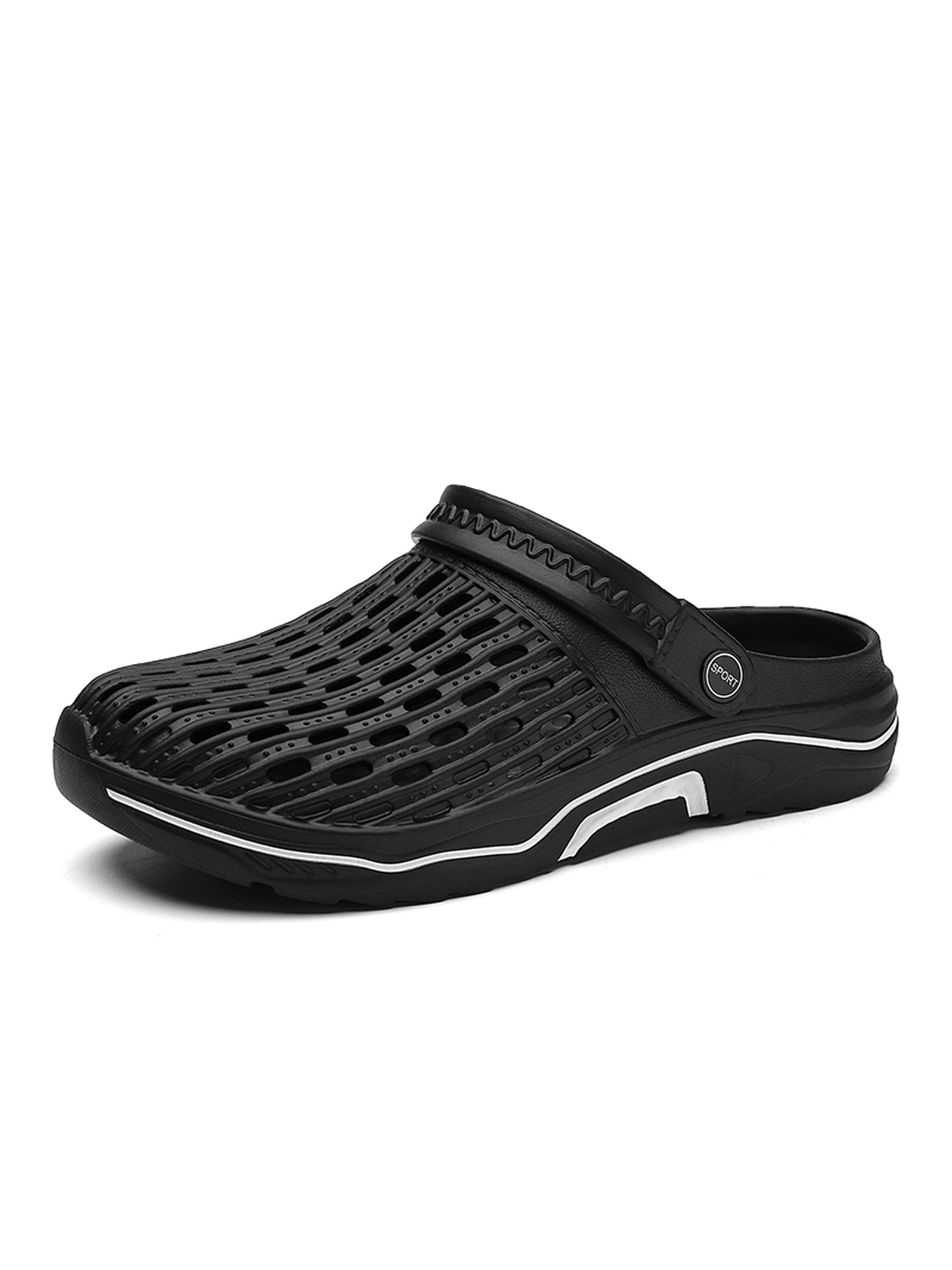 Black Plain Slip On Slides