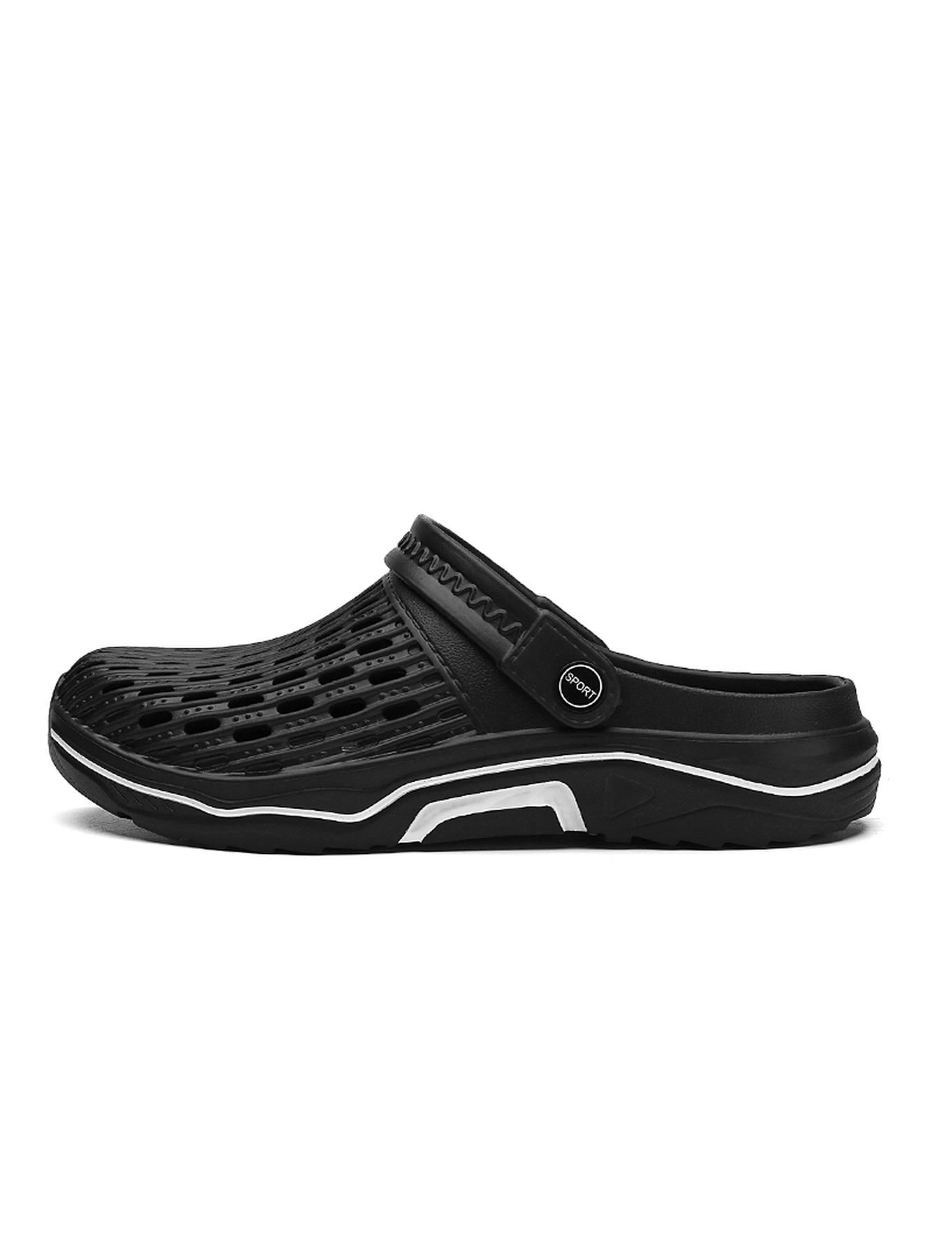 Black Plain Slip On Slides