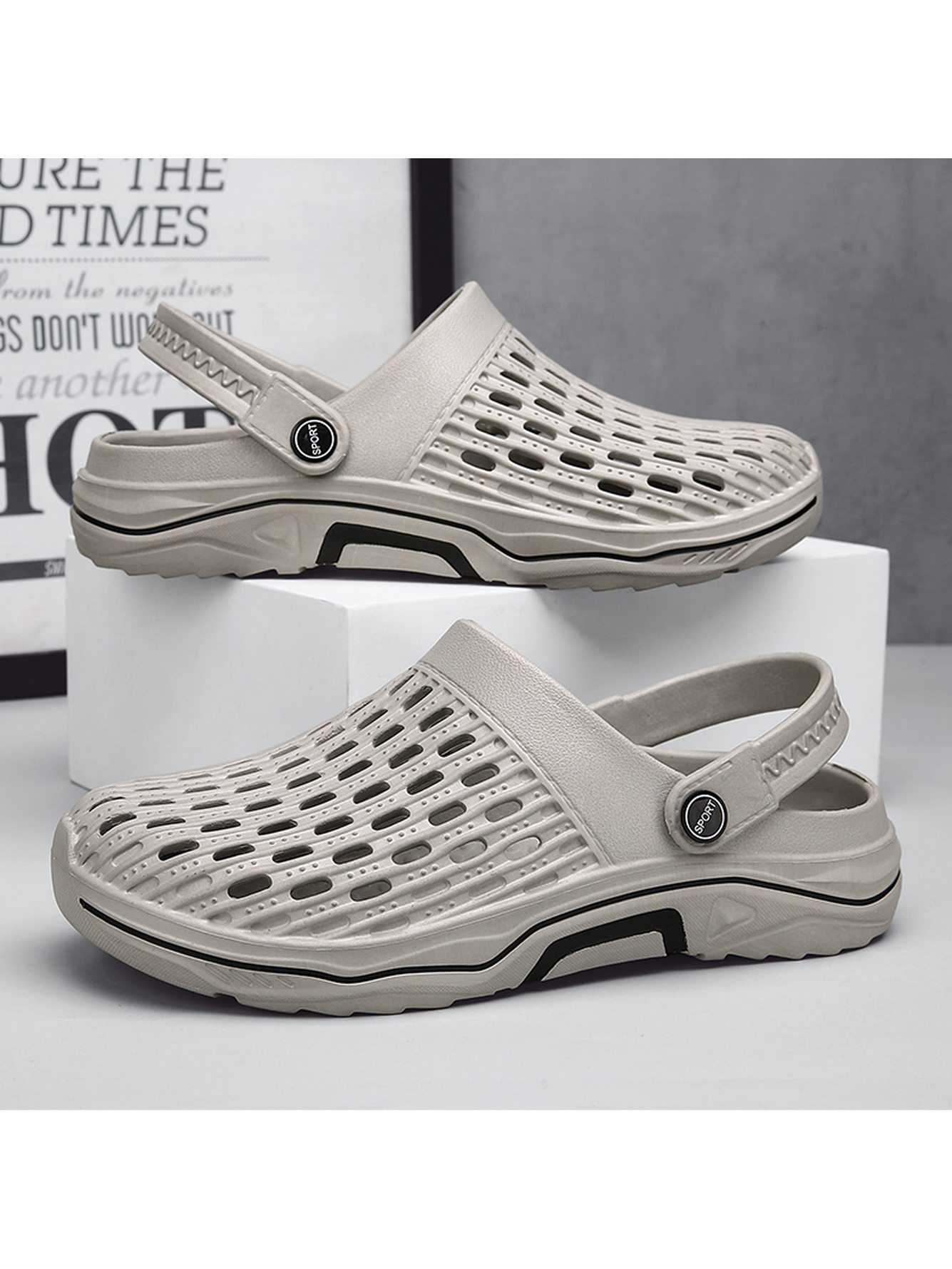 Grey Plain Slip On Sandals