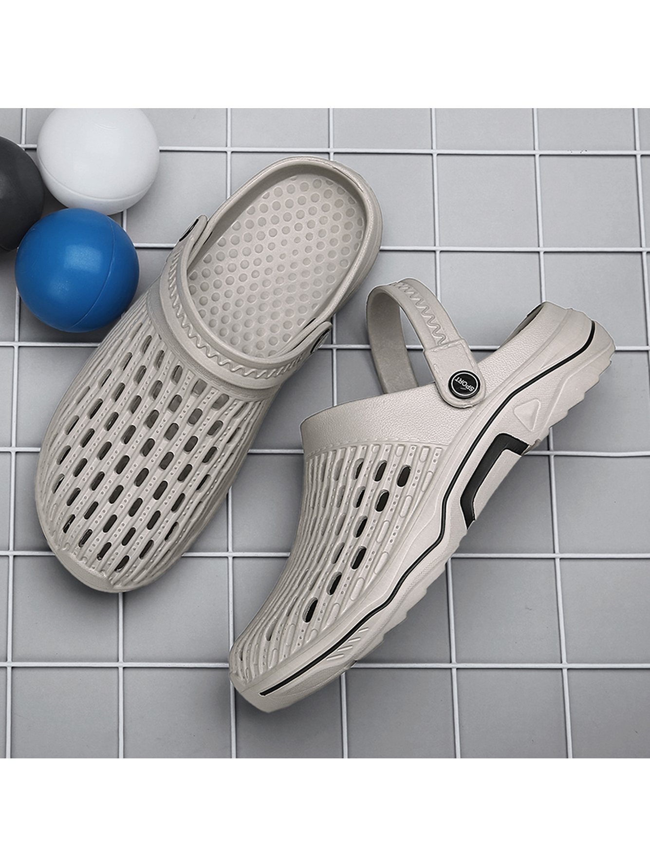 Grey Plain Slip On Sandals