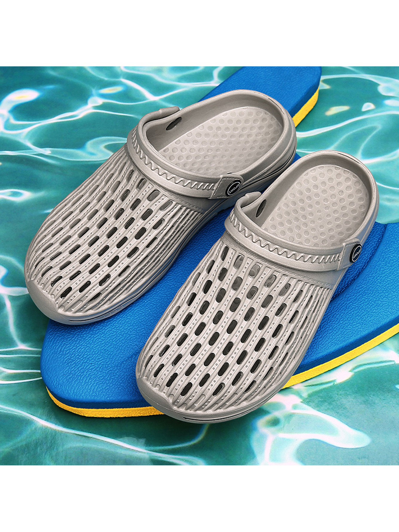 Grey Plain Slip On Sandals