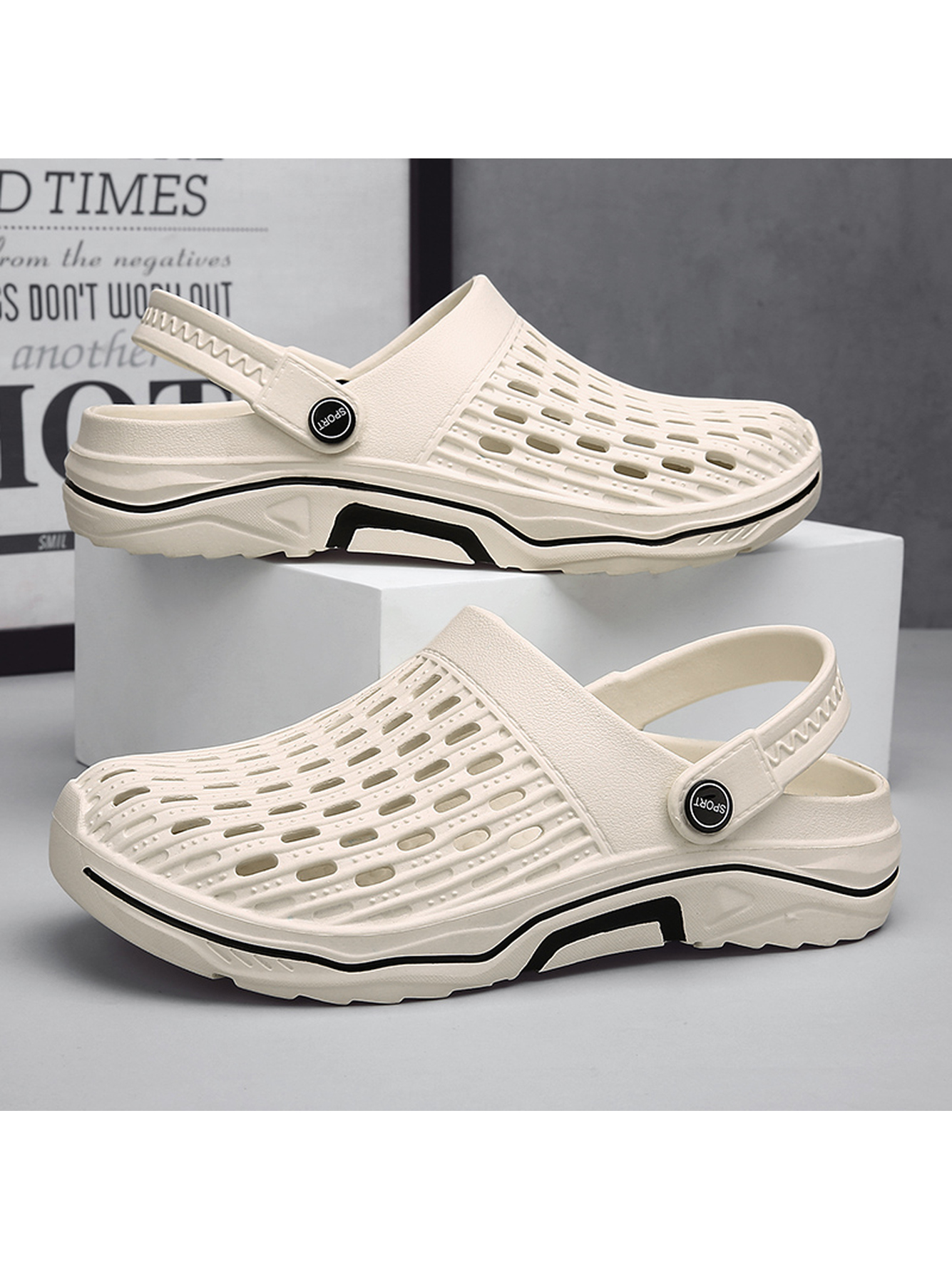 Off White Plain Slip On Sandals