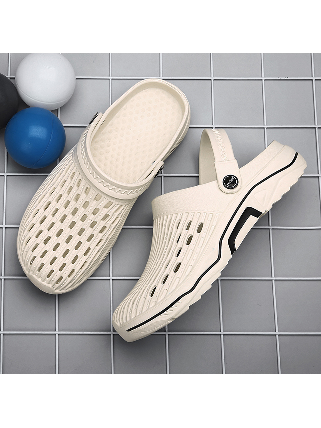 Off White Plain Slip On Sandals