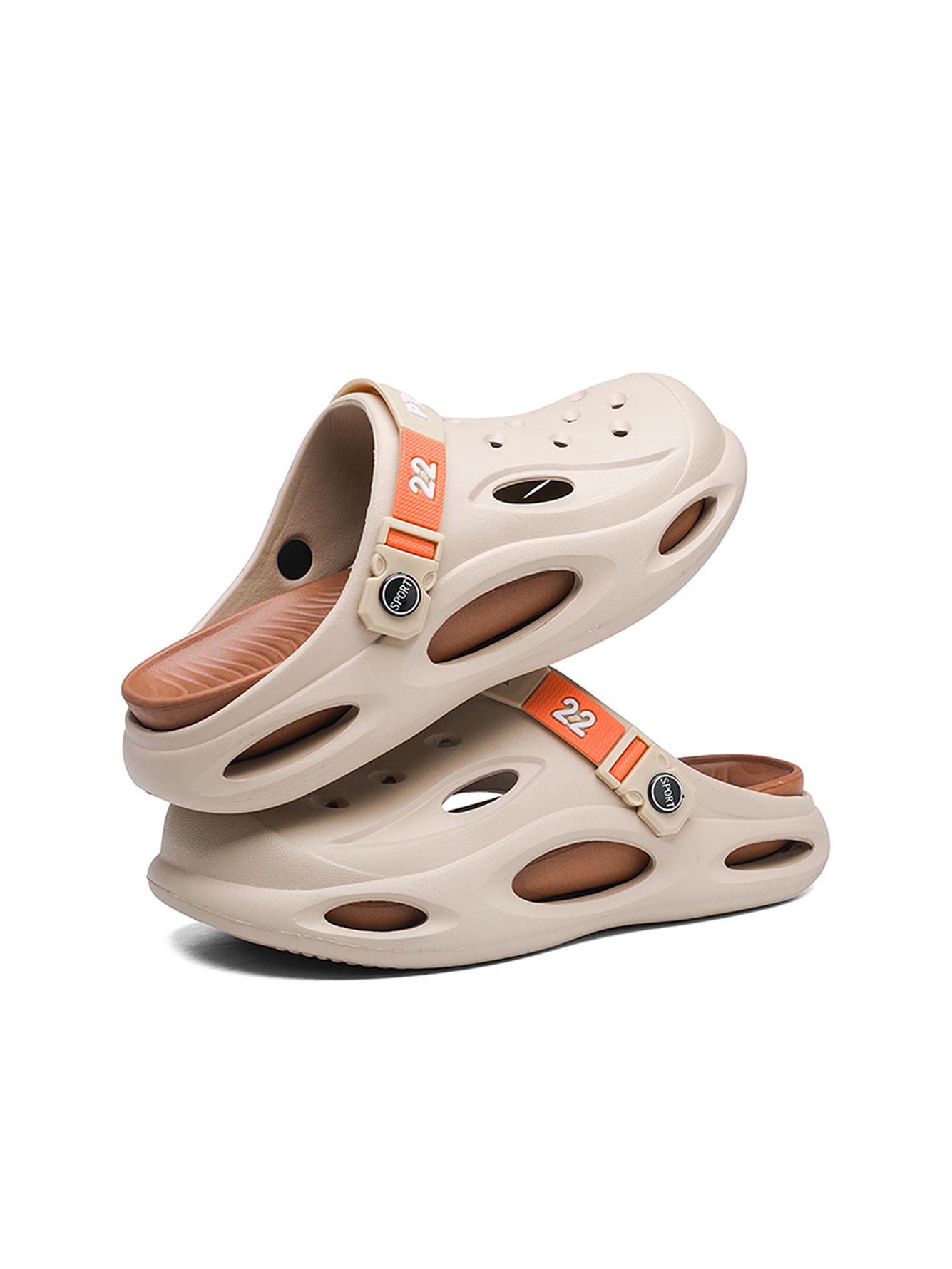 Beige Plain Slip On Clogs