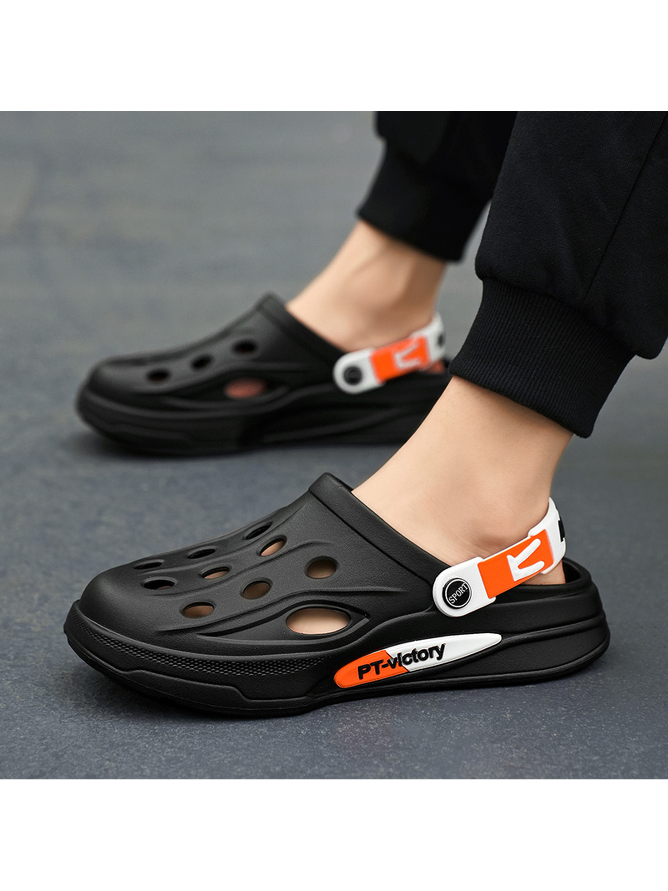 Black Plain Slip On Slides