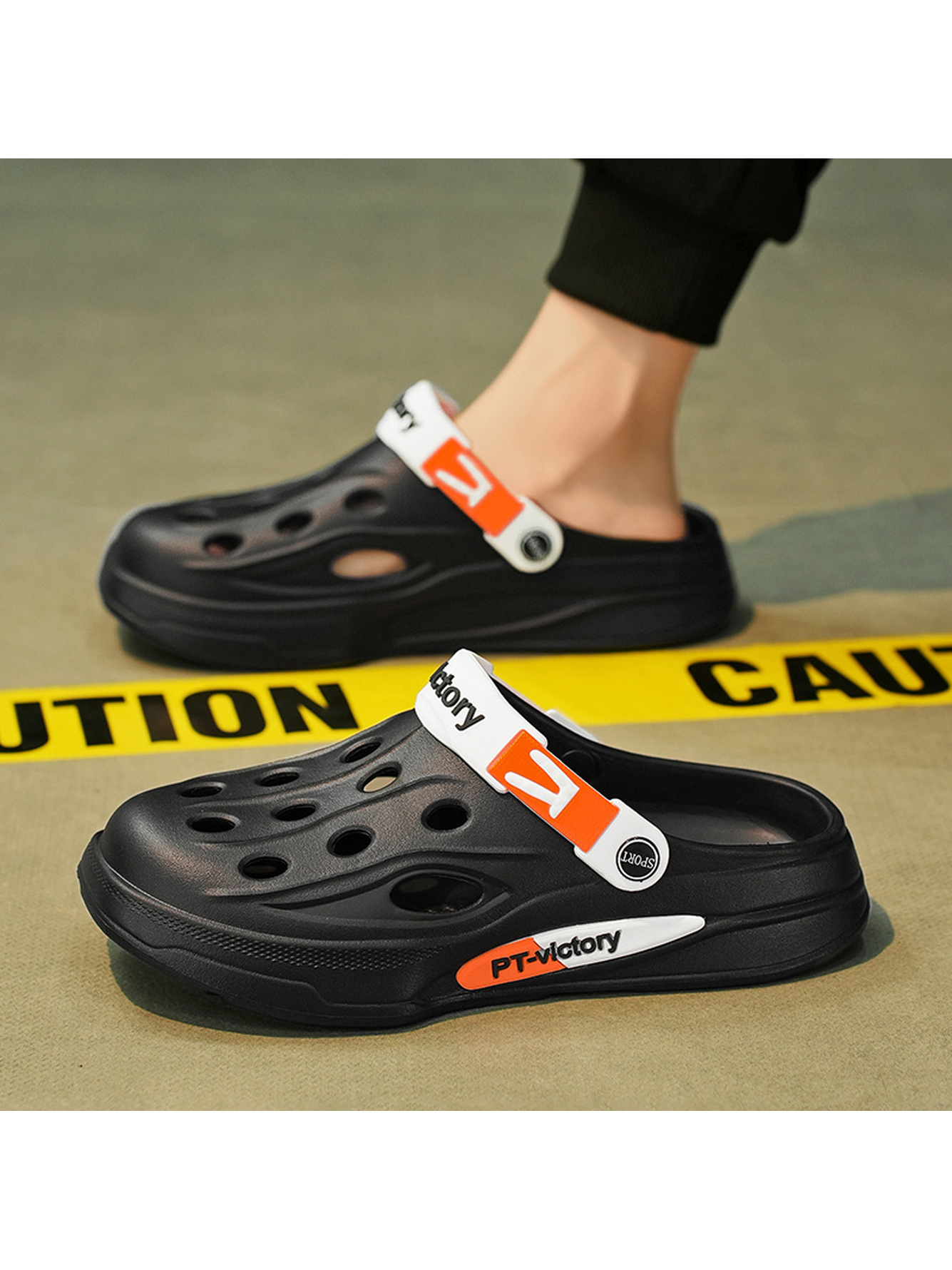 Black Plain Slip On Slides