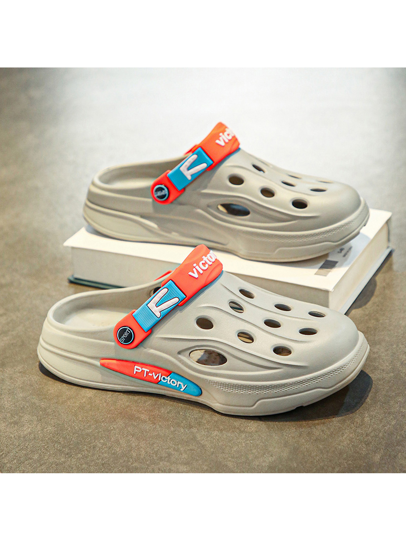 Grey Plain Slip On Sandals