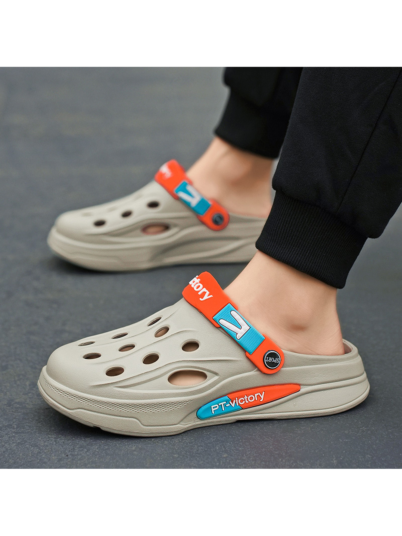 Grey Plain Slip On Sandals