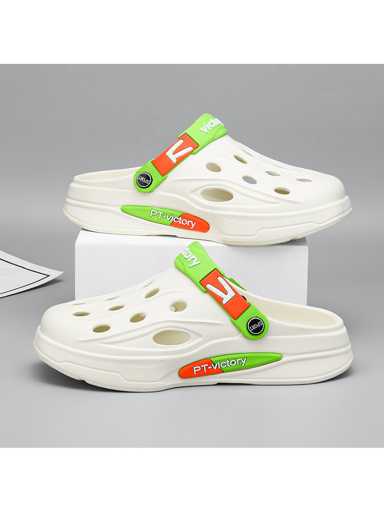 Mens White Comfort Casual Sandals with Sport Strap