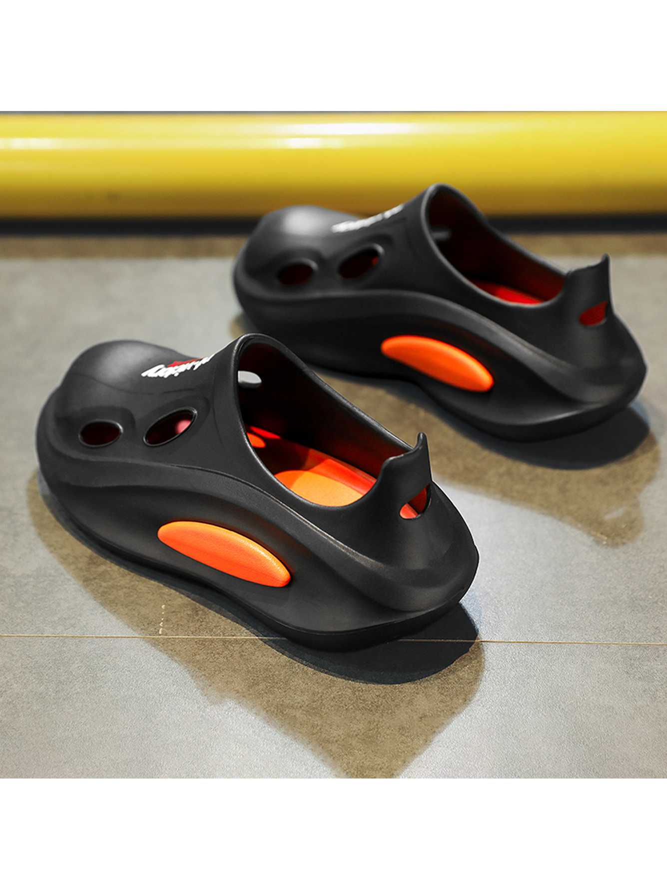 Black Plain Slip On Sandals