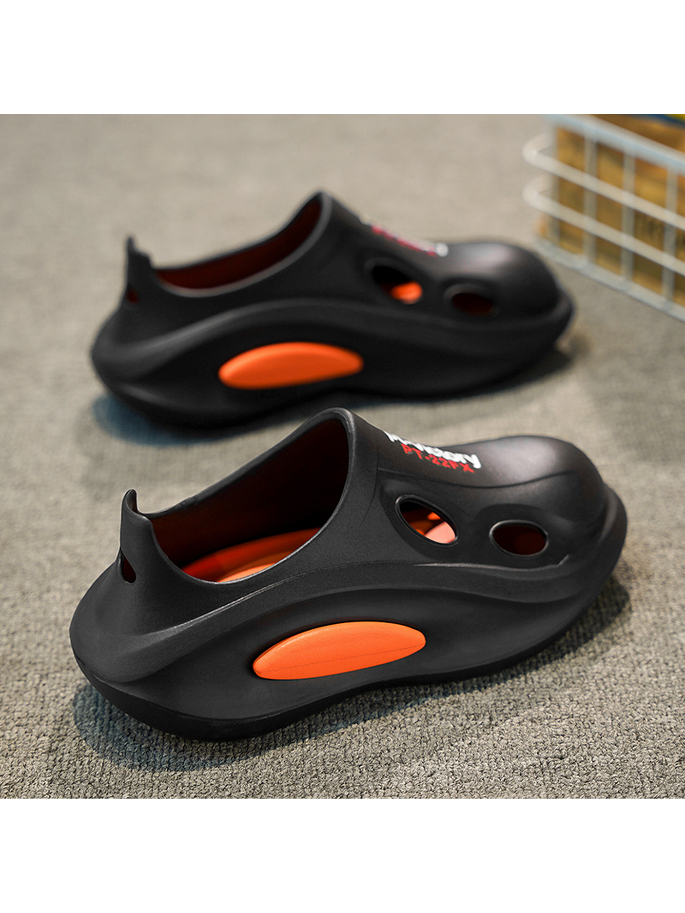 Black Plain Slip On Sandals