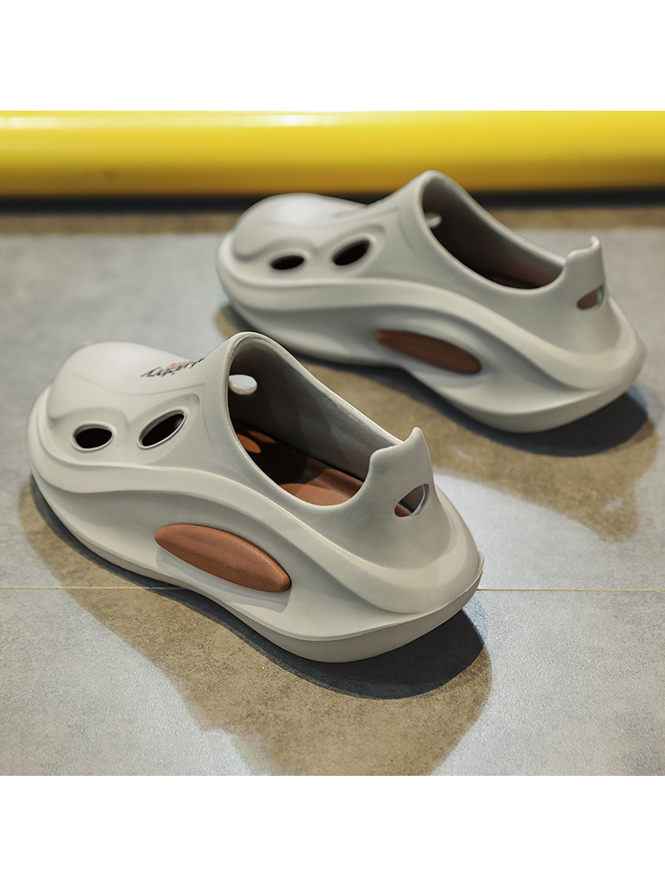 Grey Plain Slip On Slides