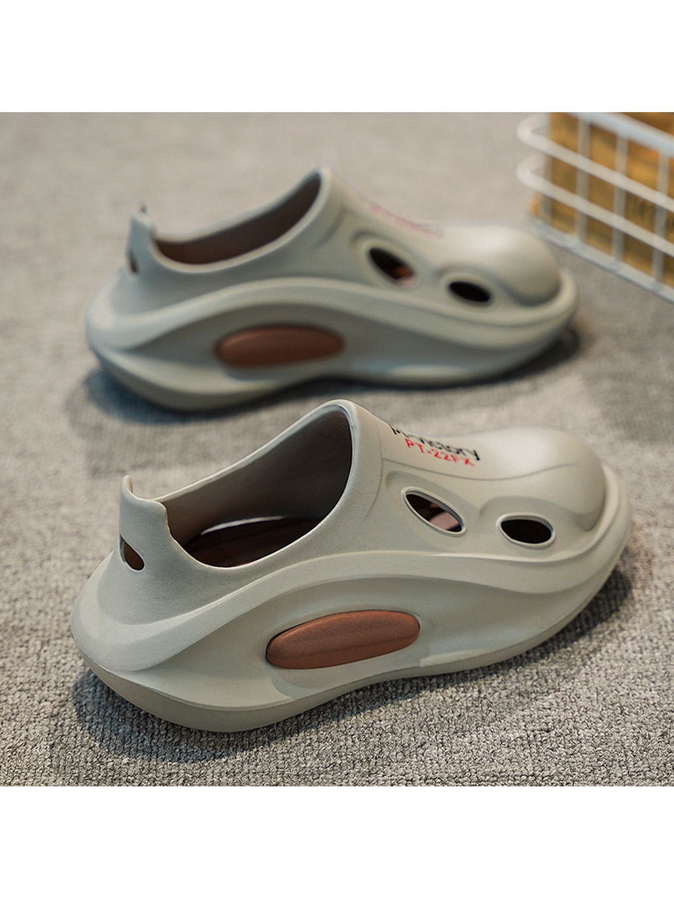 Grey Plain Slip On Slides