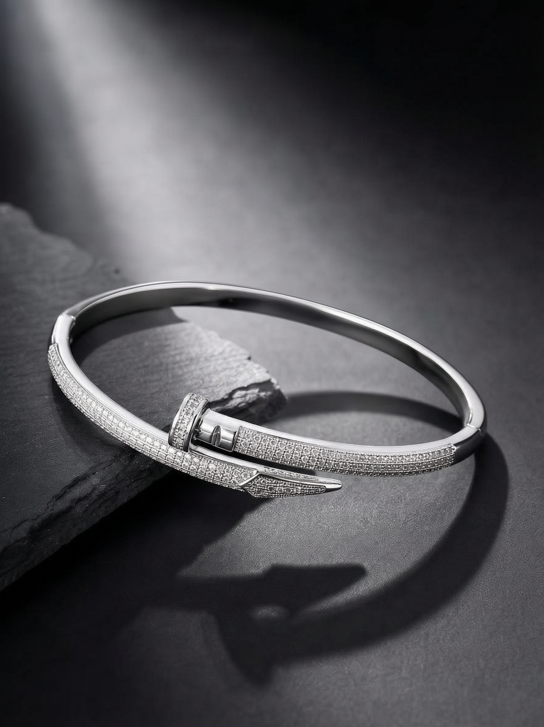 Silver Bangle with Cubic Zirconia - Perfect for Everyday
