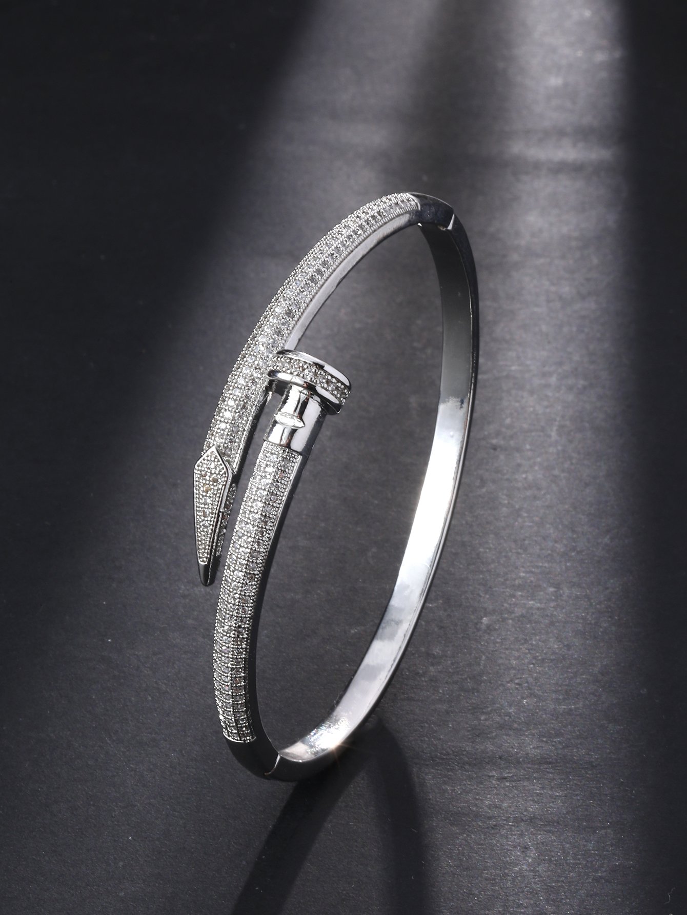 Silver Bangle with Cubic Zirconia - Perfect for Everyday