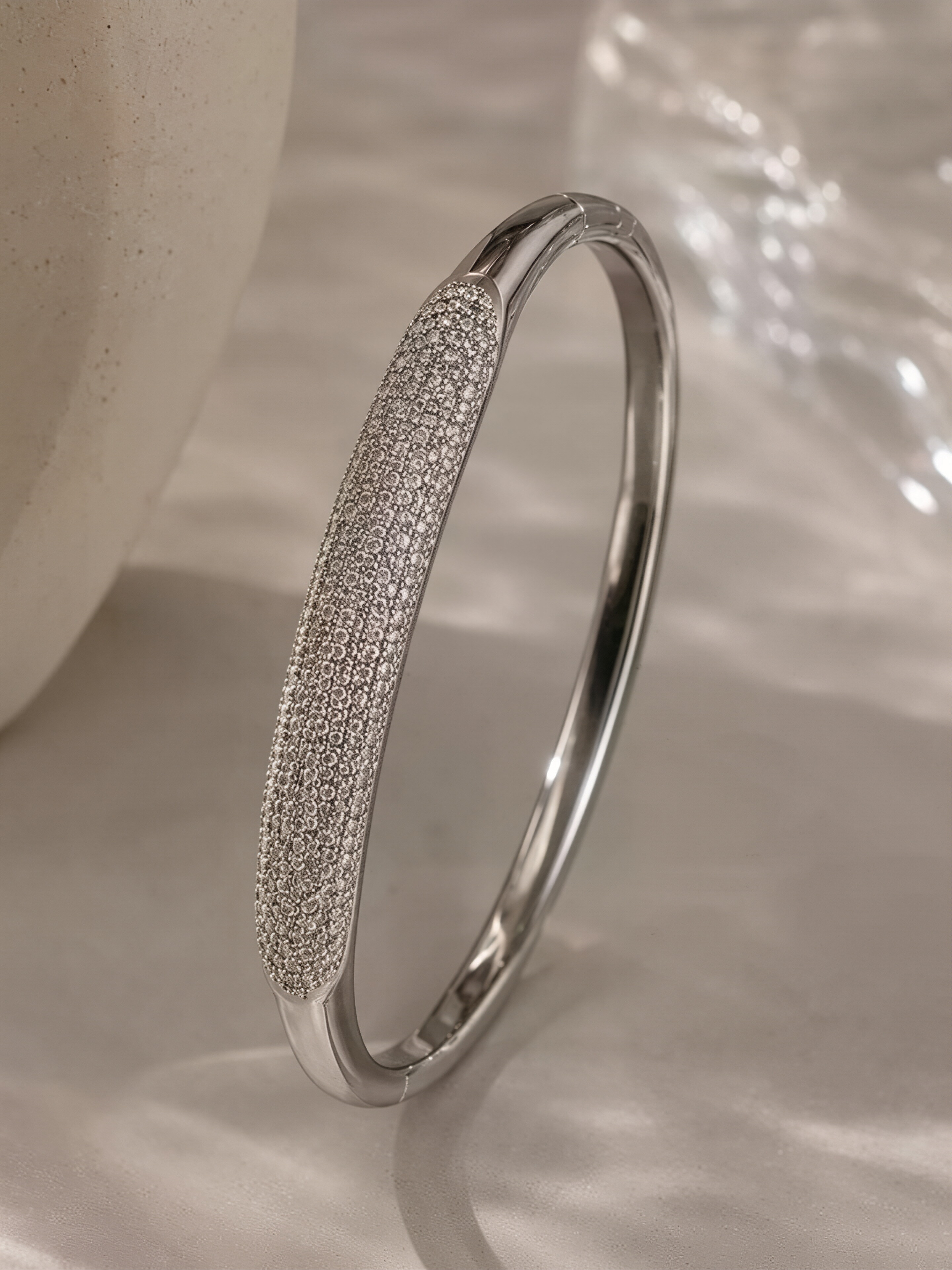 Sparkling Silver Zirconia Bangle Bracelet - Party Jewelry