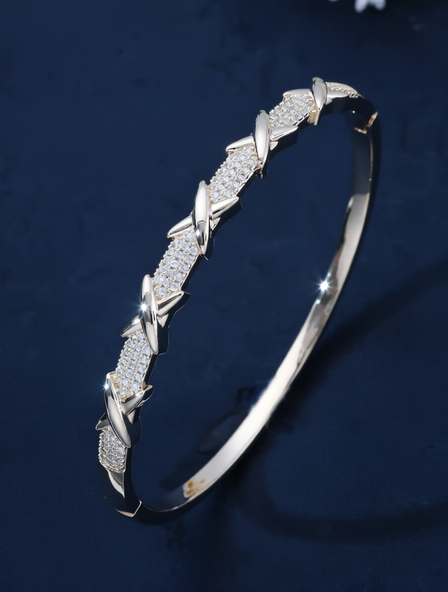 Silver CZ Bangle Bracelet - Everyday