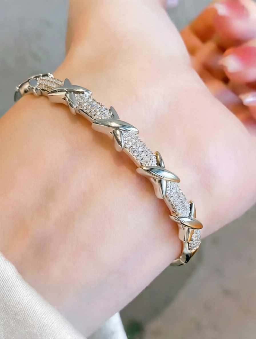 Silver CZ Bangle Bracelet - Everyday