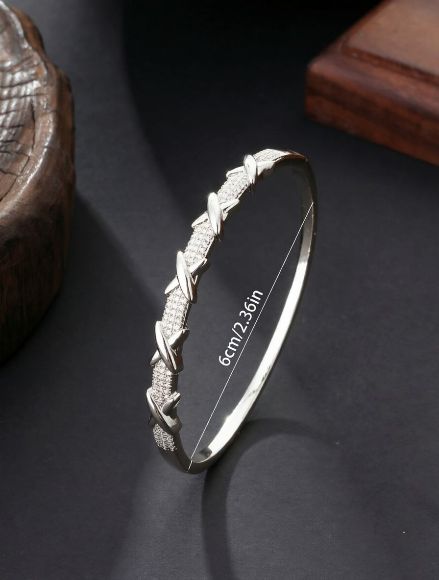 Silver CZ Bangle Bracelet - Everyday
