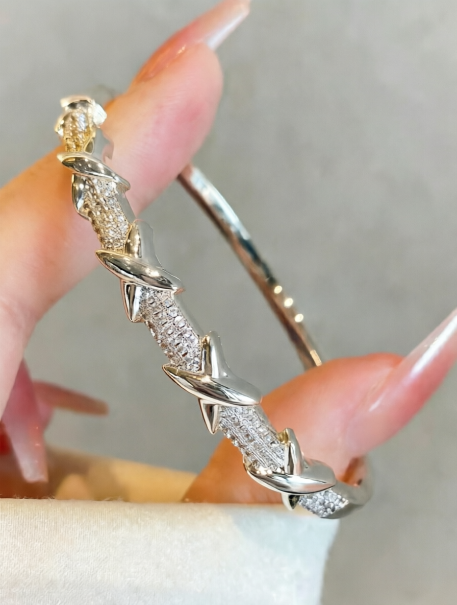 Silver CZ Bangle Bracelet - Everyday