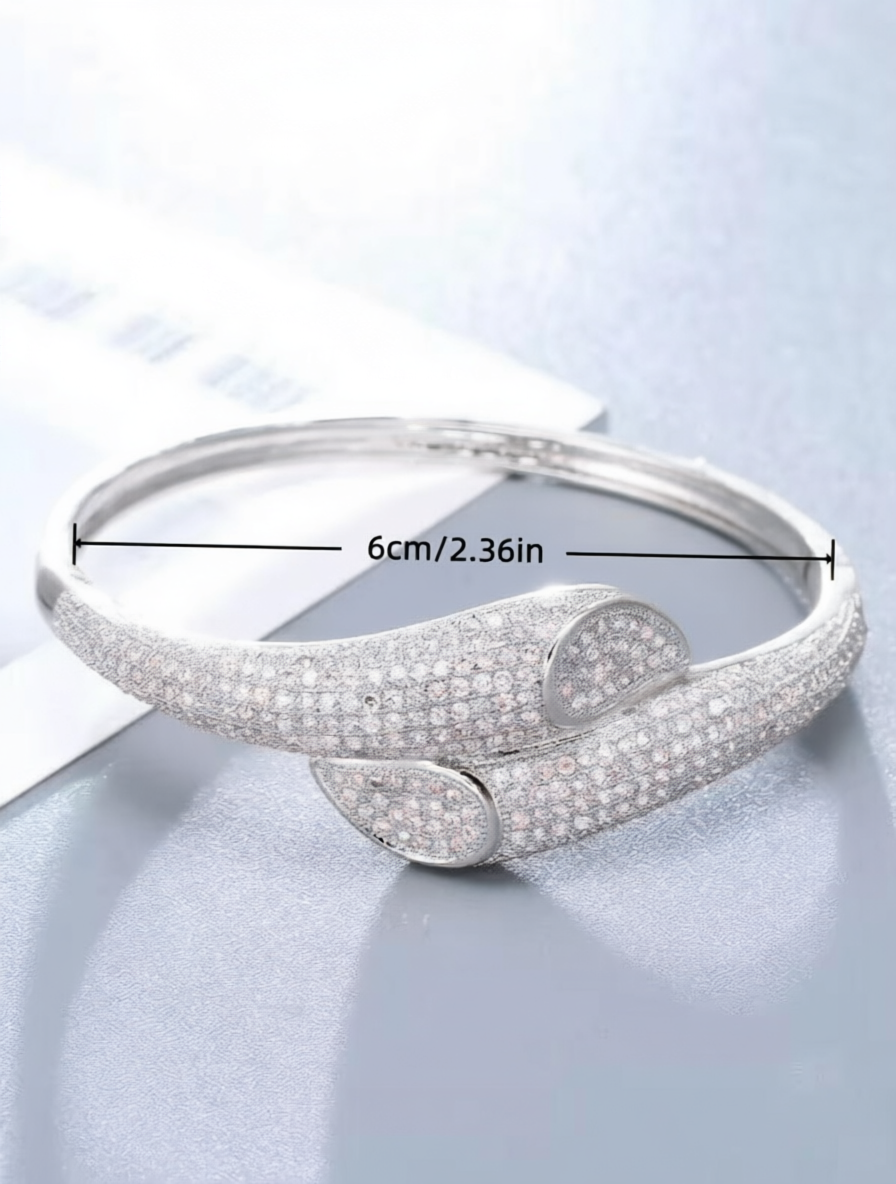 Silver Zircon Bangle Bracelet for Her