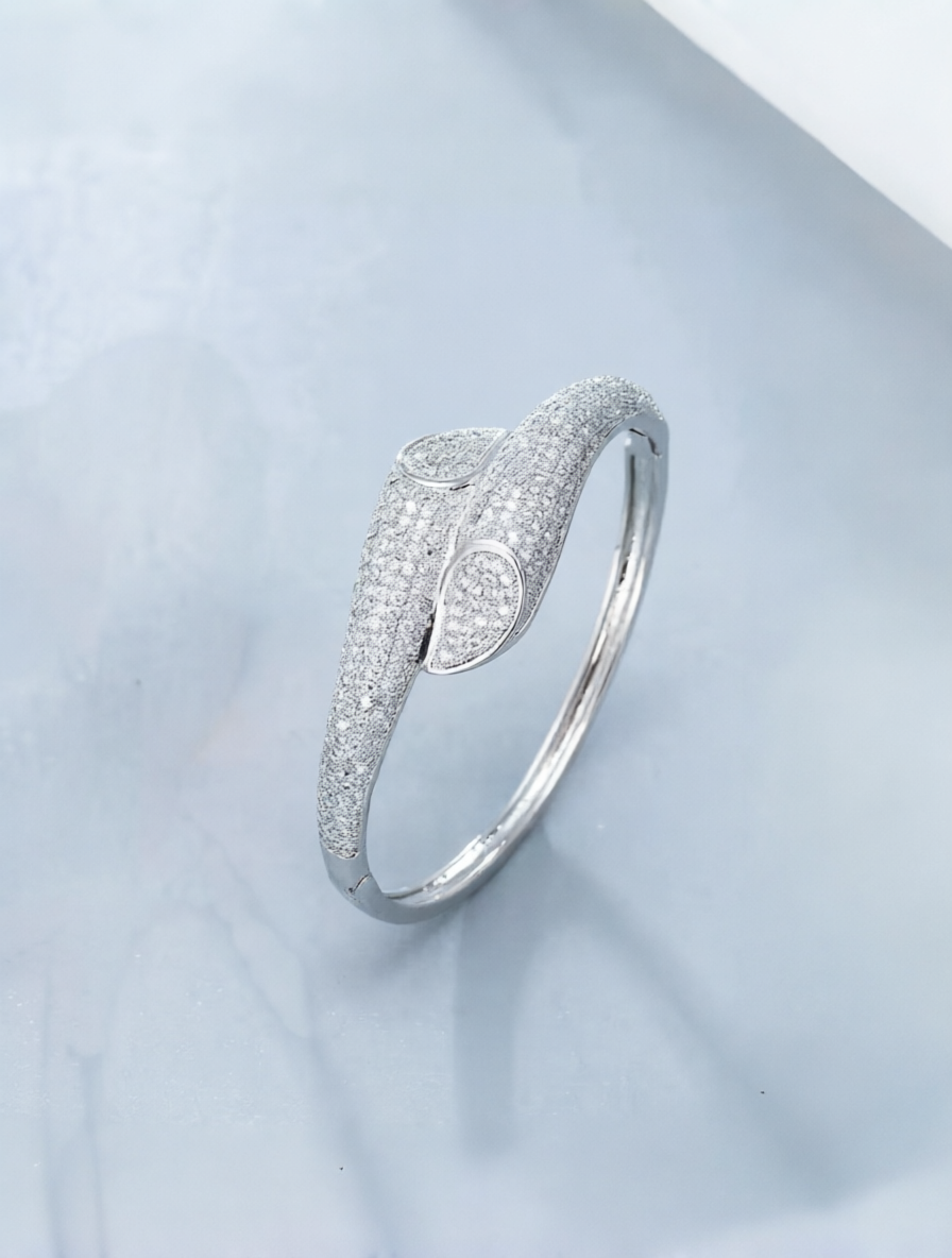Silver Zircon Bangle Bracelet for Her