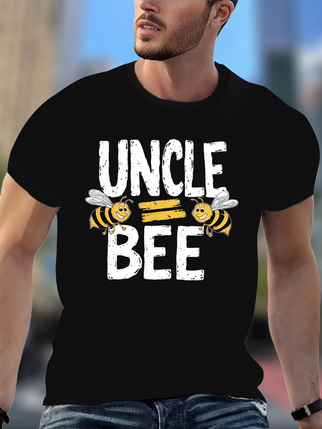 Black Printed Round Neck Regular T-Shirt