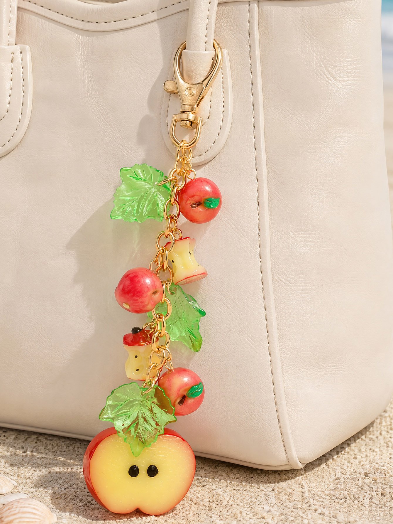 Multi-Color Apple Charm Chain for Bags - Gold Tone
