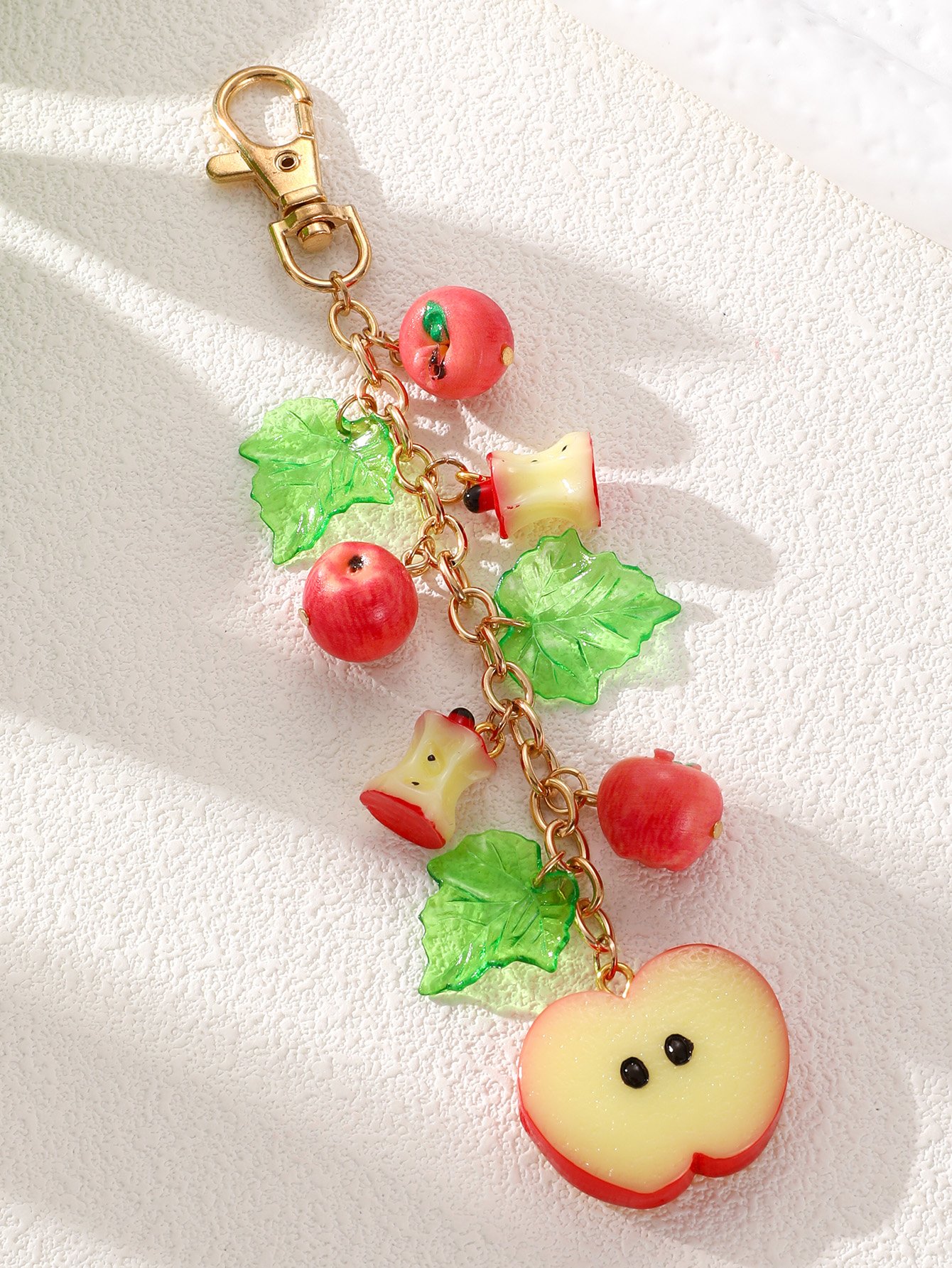 Multi-Color Apple Charm Chain for Bags - Gold Tone