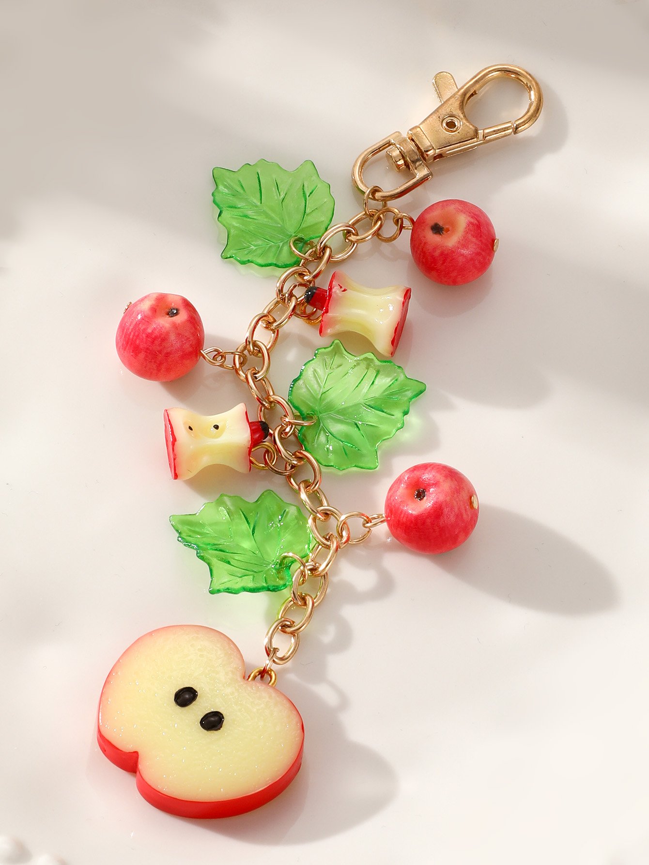 Multi-Color Apple Charm Chain for Bags - Gold Tone