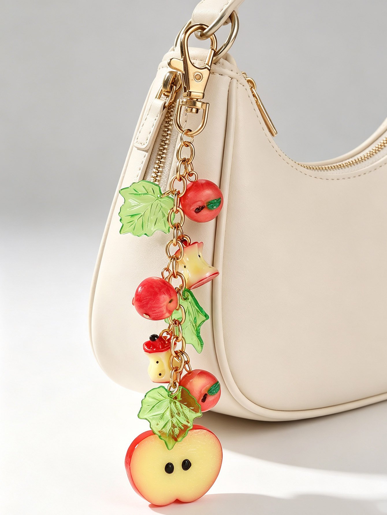 Multi-Color Apple Charm Chain for Bags - Gold Tone