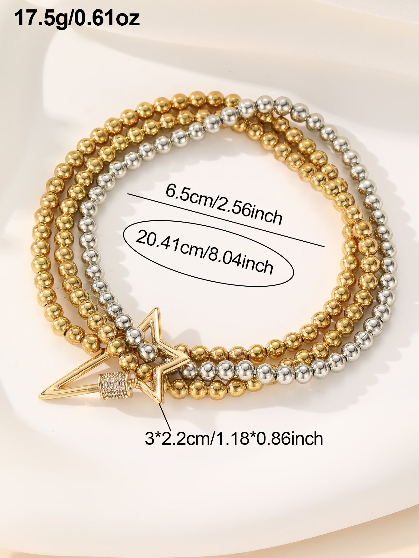 Multi-tone Beaded Stackable Bracelet with Star Charm