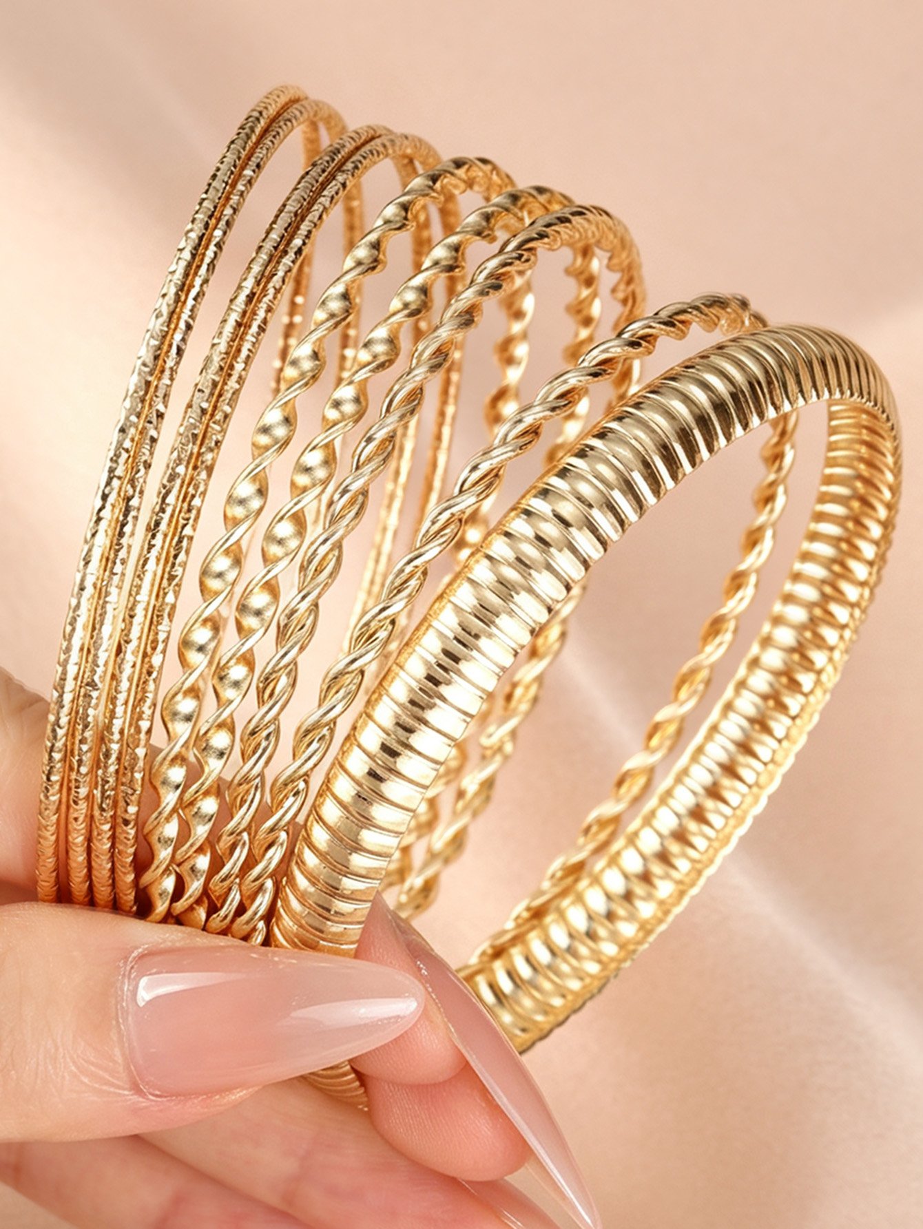 9-Piece Gold Bangle Set for Women - Casual Everyday Style