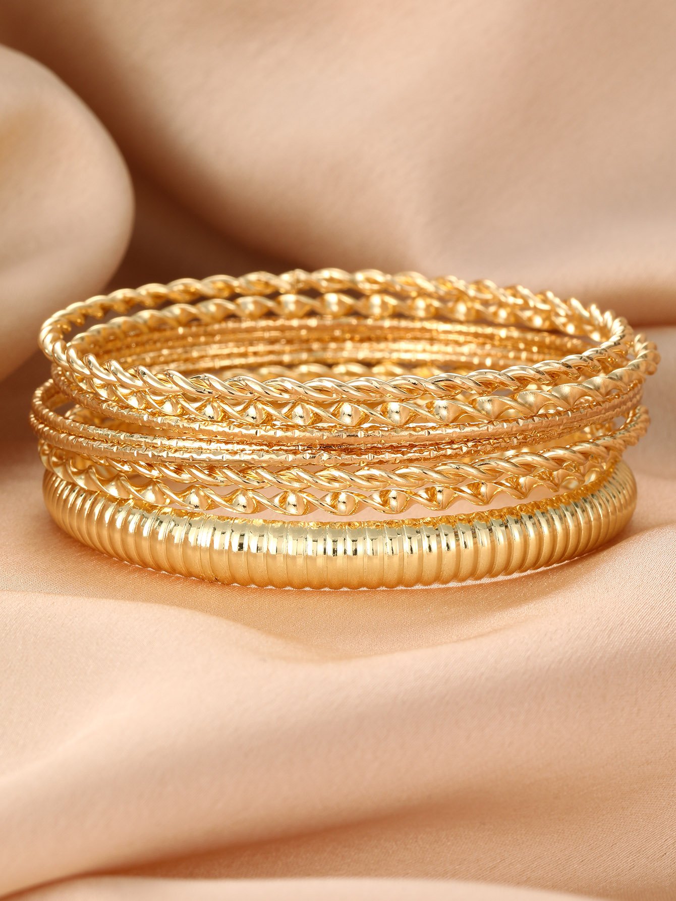9-Piece Gold Bangle Set for Women - Casual Everyday Style