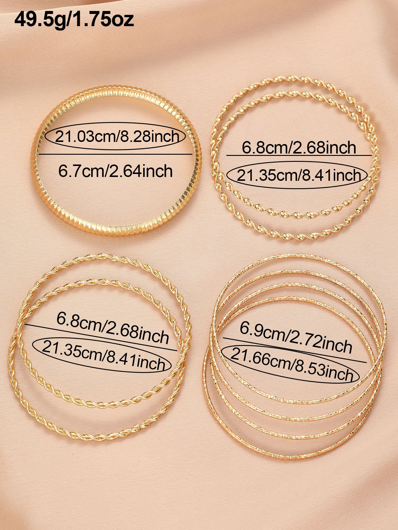 9-Piece Gold Bangle Set for Women - Casual Everyday Style
