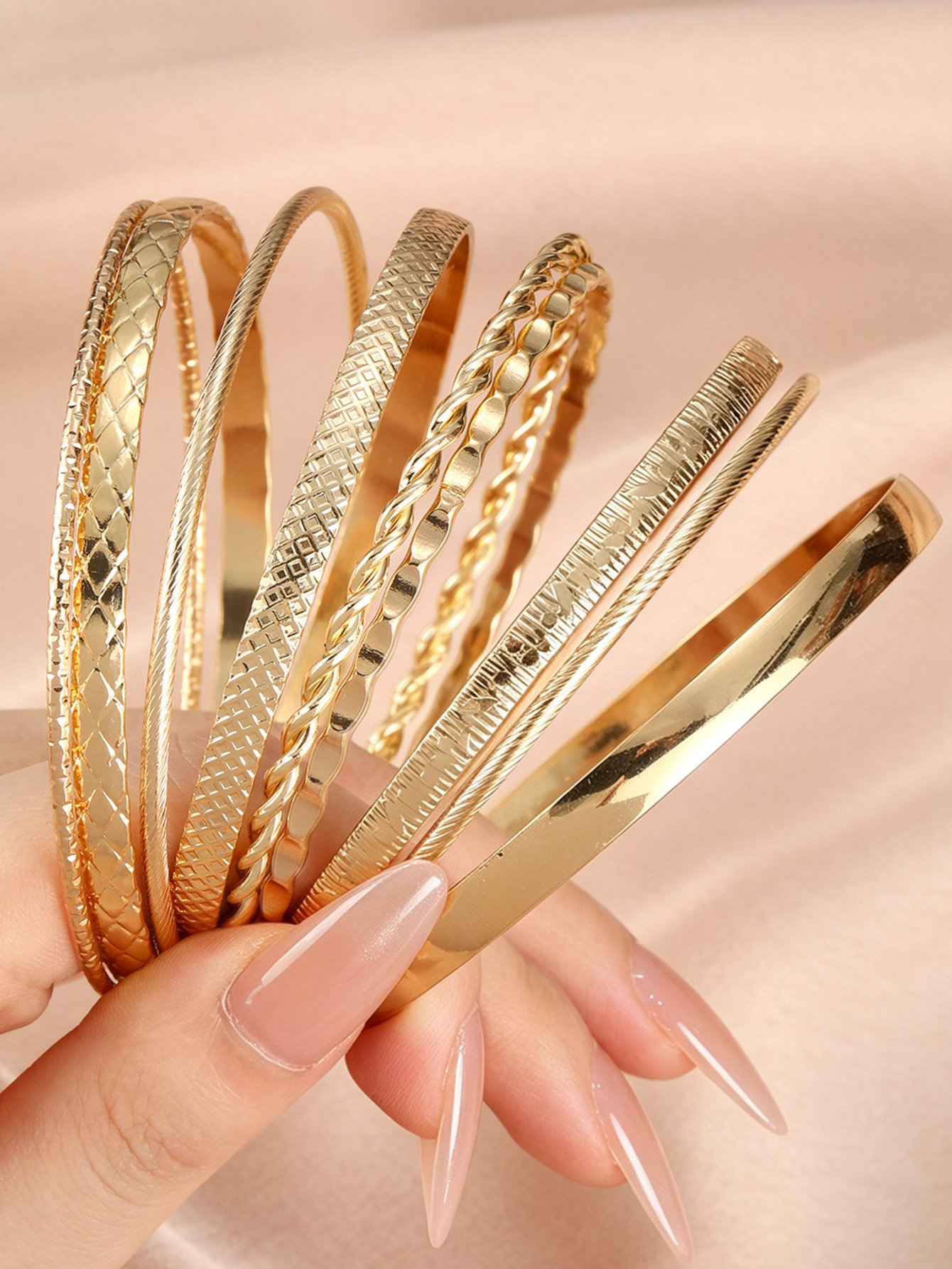 9-Piece Gold Bangle Set - and Casual Stackable Bracelets