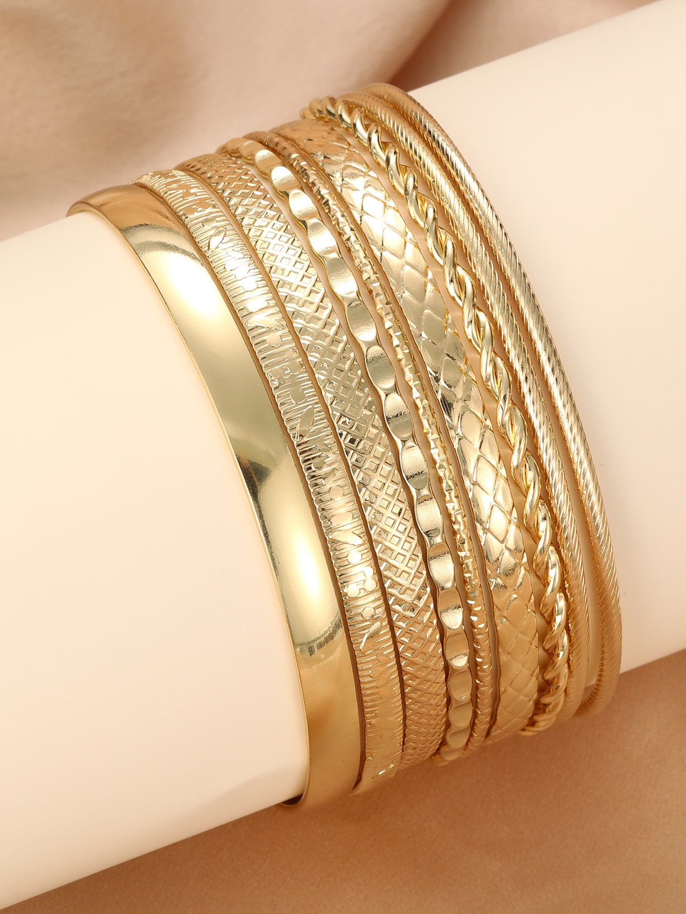 9-Piece Gold Bangle Set - and Casual Stackable Bracelets