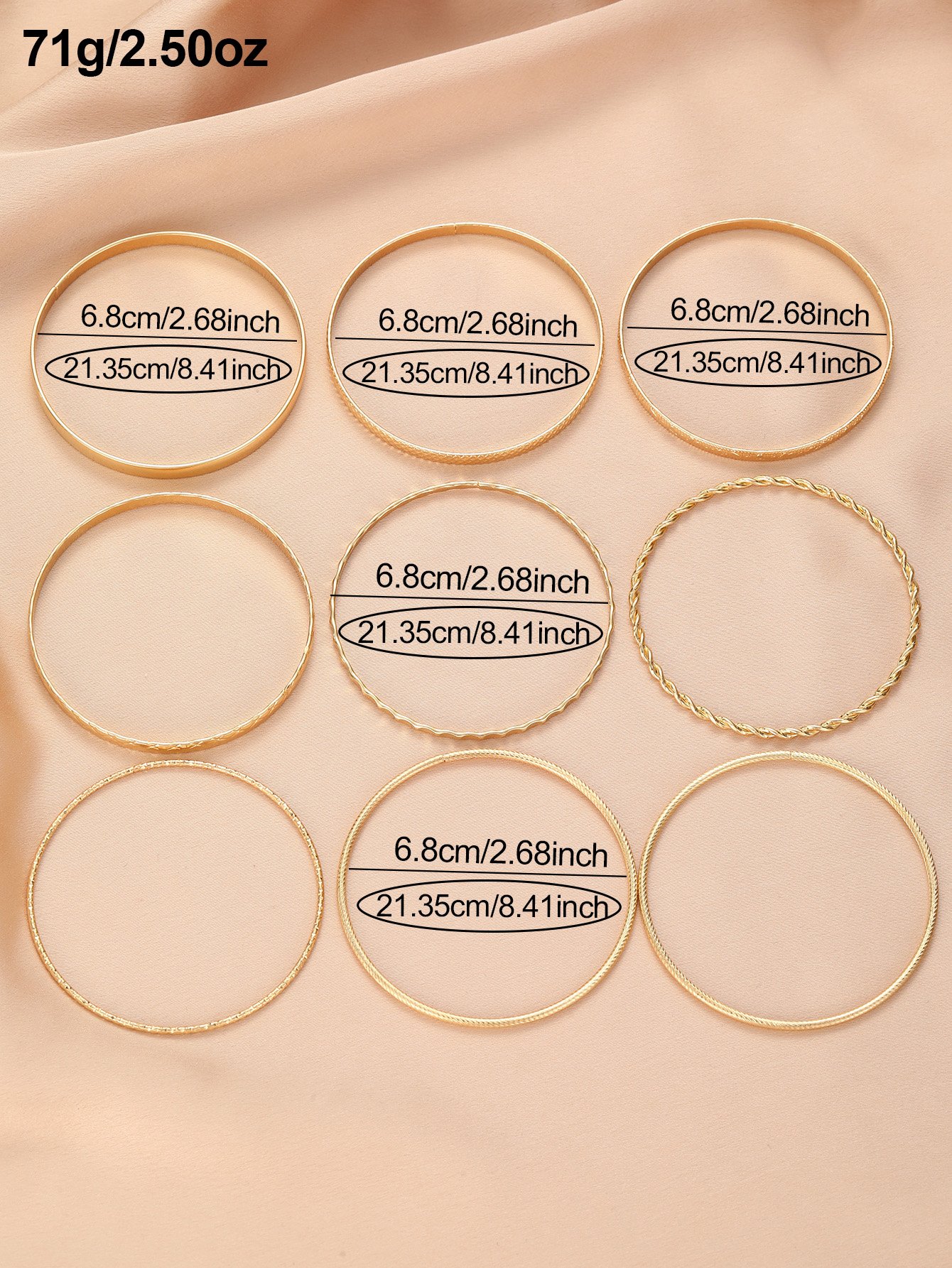 9-Piece Gold Bangle Set - and Casual Stackable Bracelets