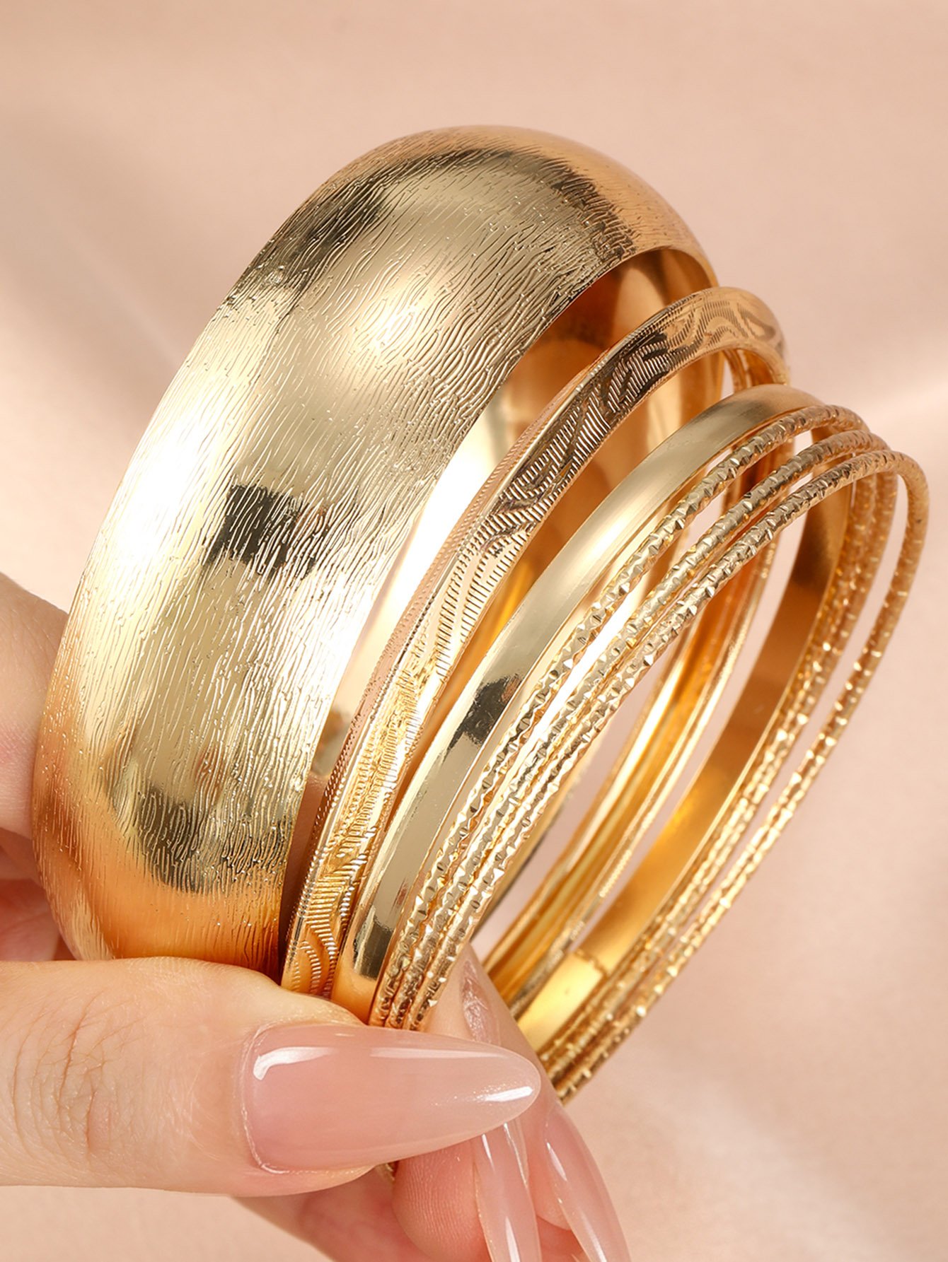 6-Piece Gold Bangle Set for Women - Everyday