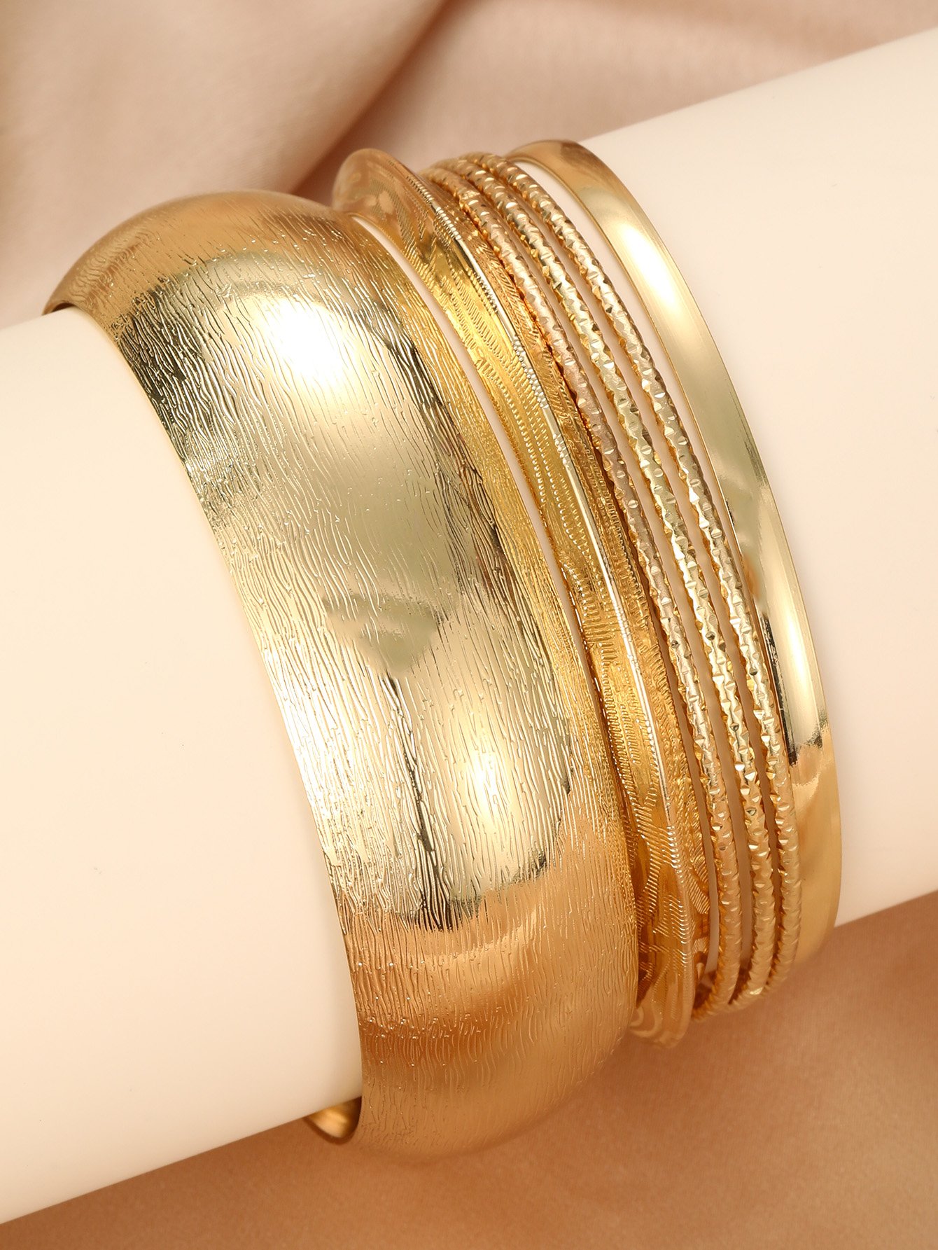 6-Piece Gold Bangle Set for Women - Everyday