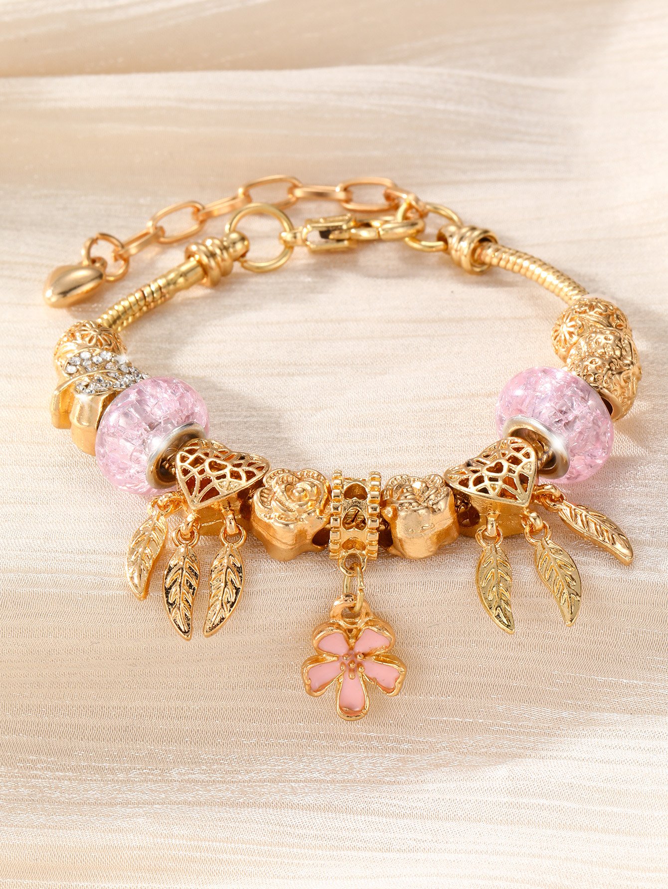 Multi-Color Flower Charm Bangle Bracelet for Casual Wear