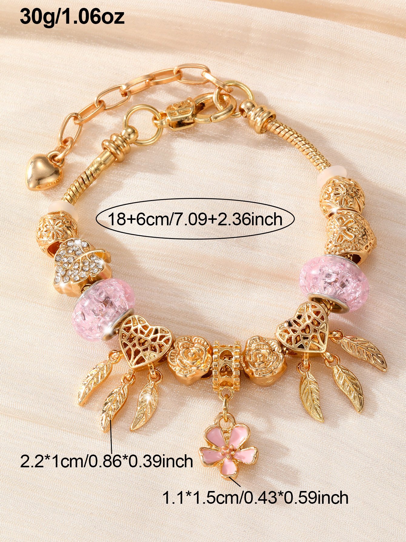 Multi-Color Flower Charm Bangle Bracelet for Casual Wear
