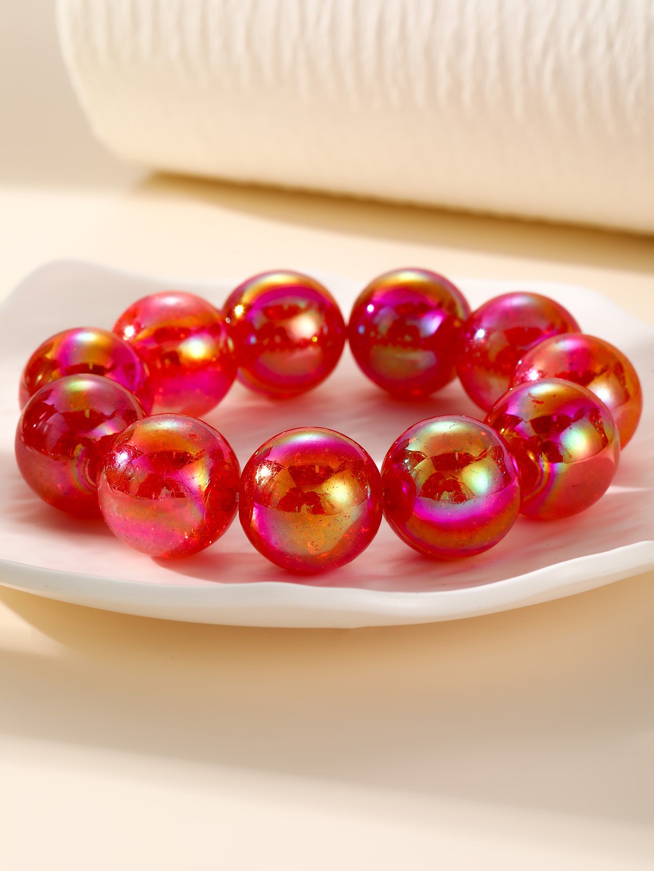 Red Beaded Bracelet - Casual Everyday Style