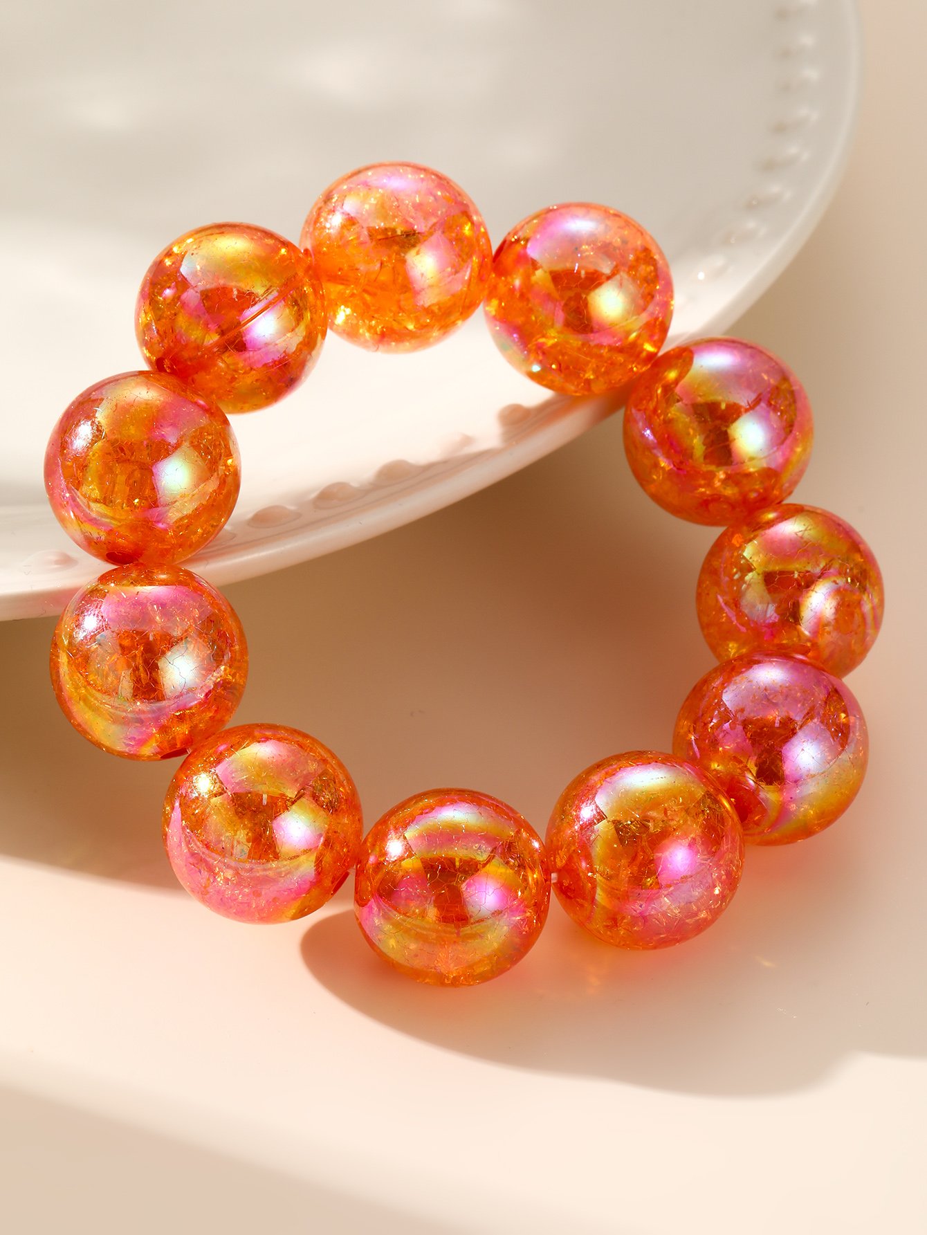 Orange Iridescent Beaded Bracelet for Casual Wear